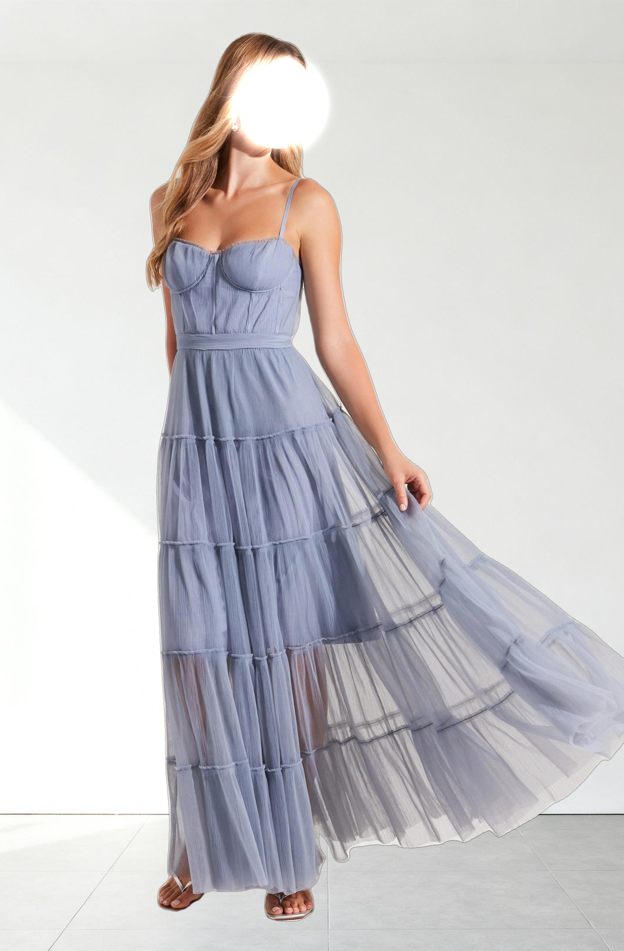 Mireya Bustier Tulle Maxi Dress