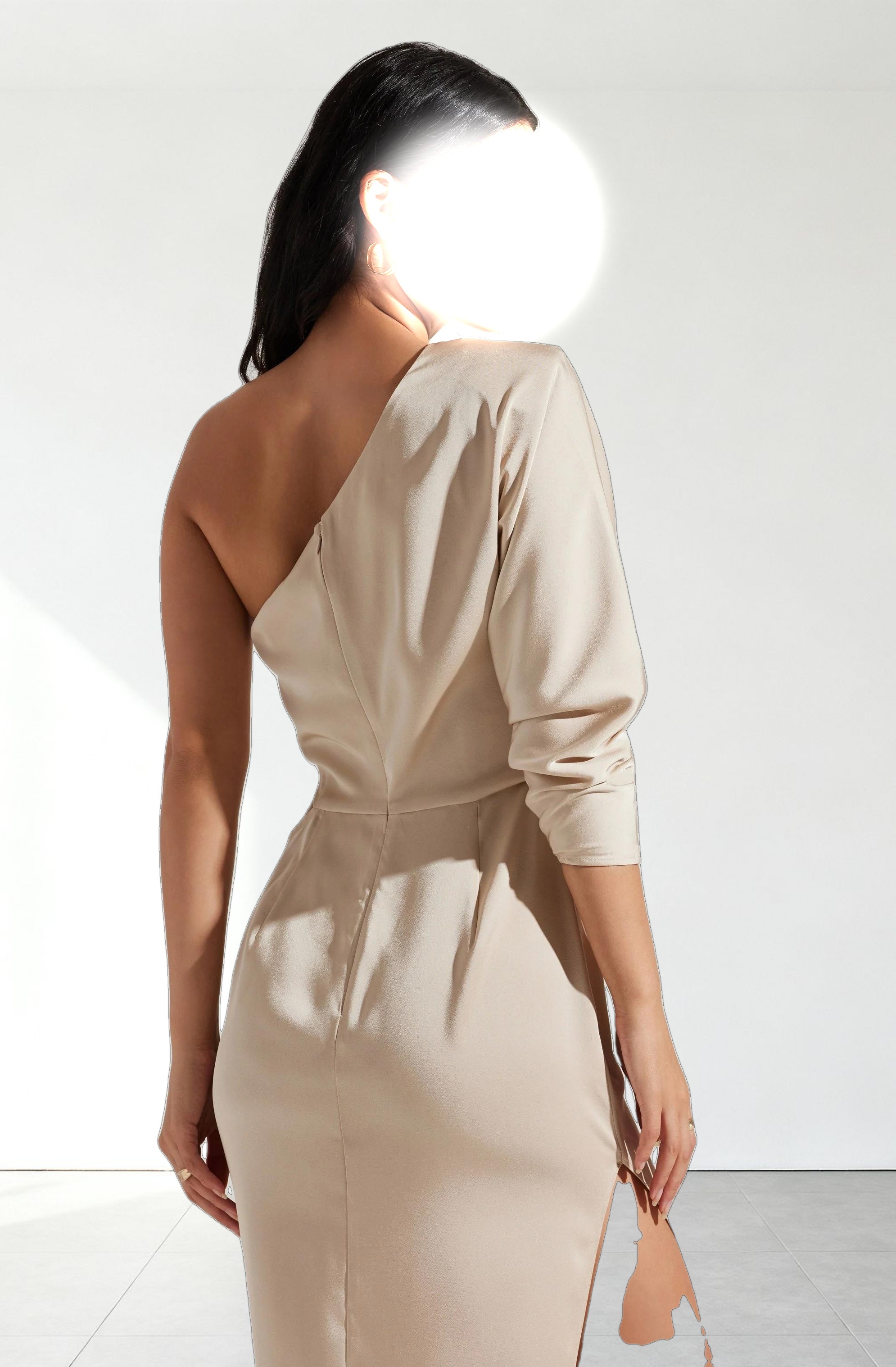 Amari Satin Cutout One Shoulder Maxi Dress