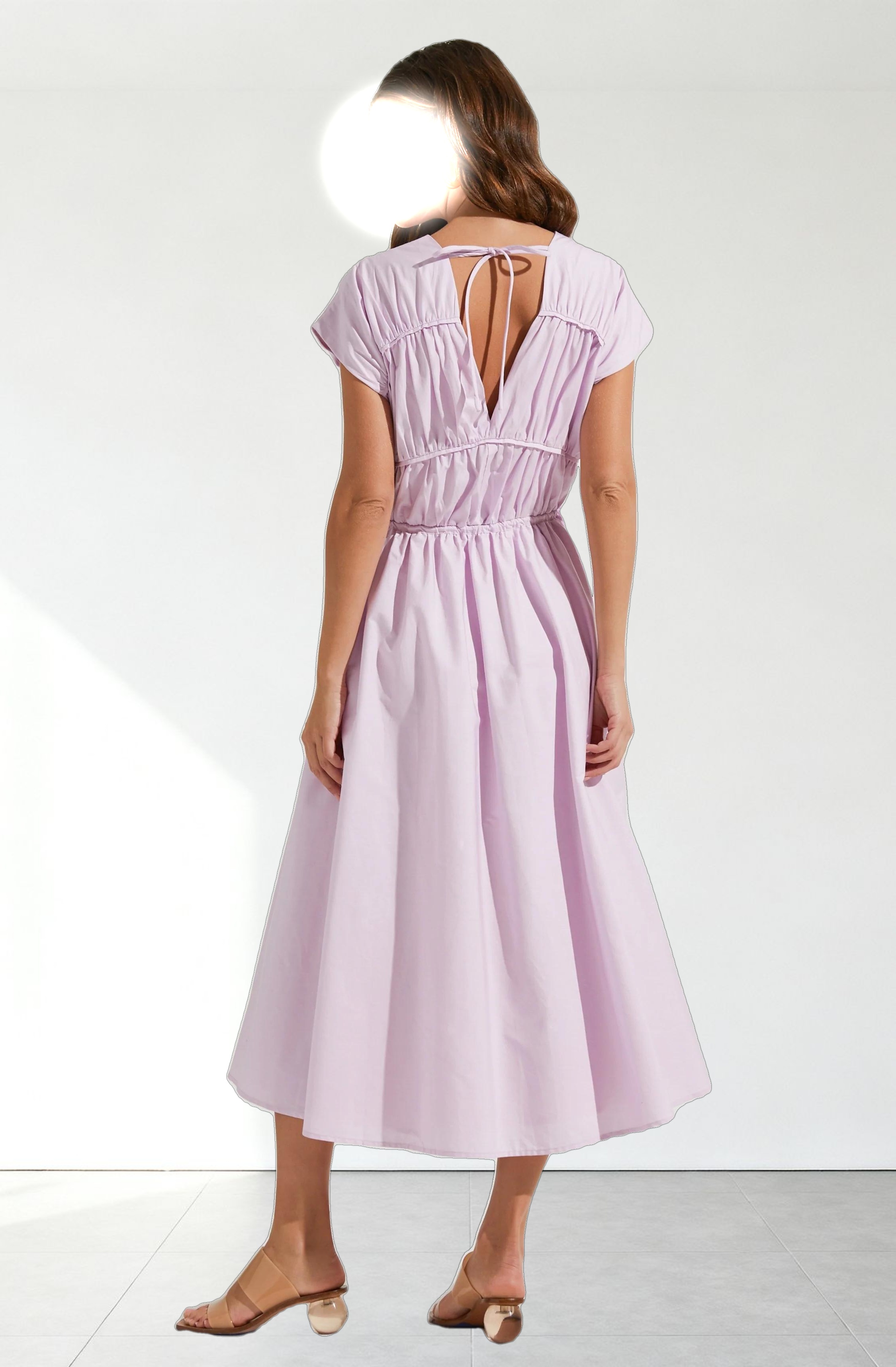 Lorrie Sleeveless Ruched Midi Dress