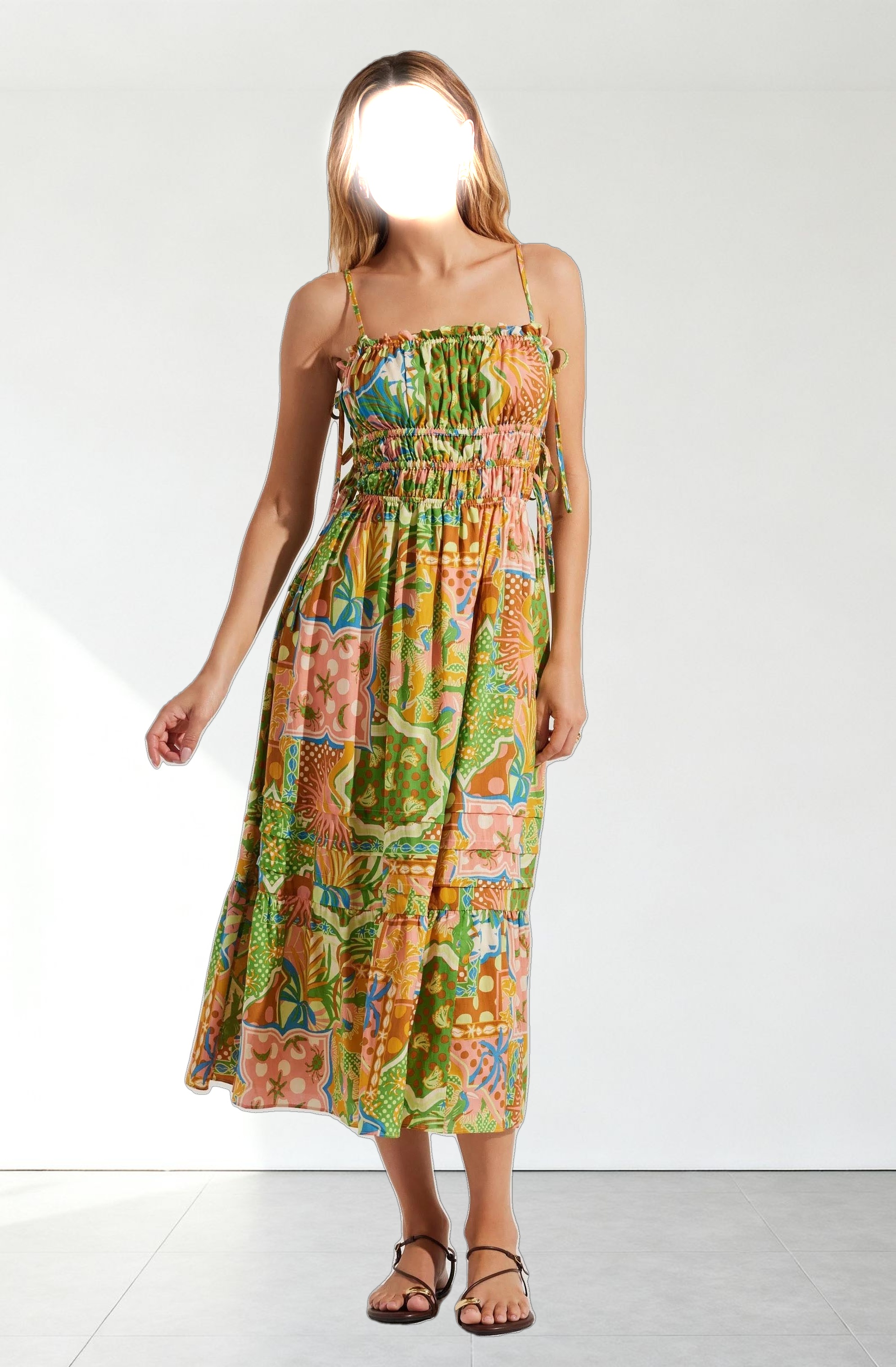 Elisabeth Printed Shirred Midi Dress