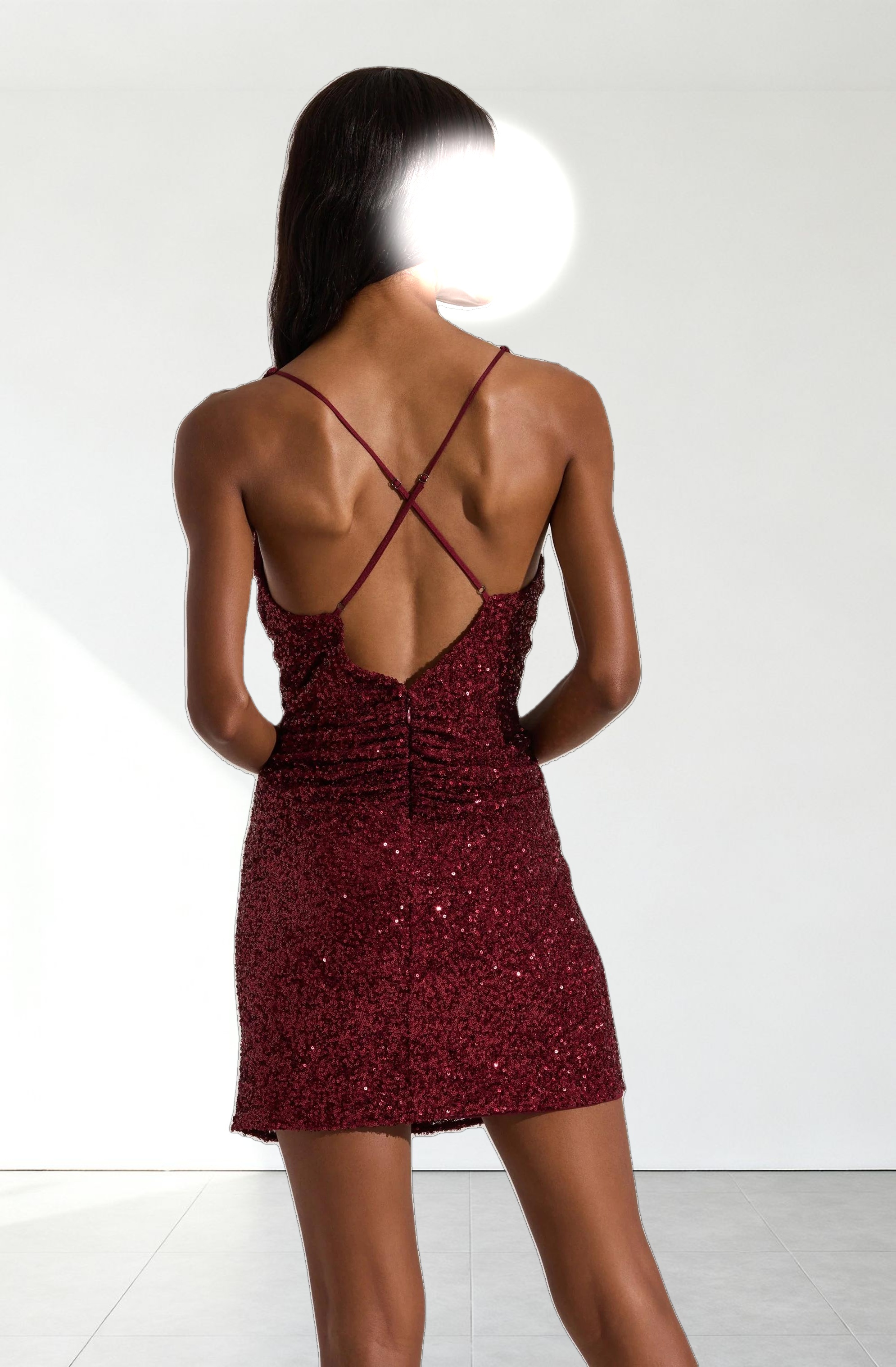 Sequin Twist Front Mini Dress