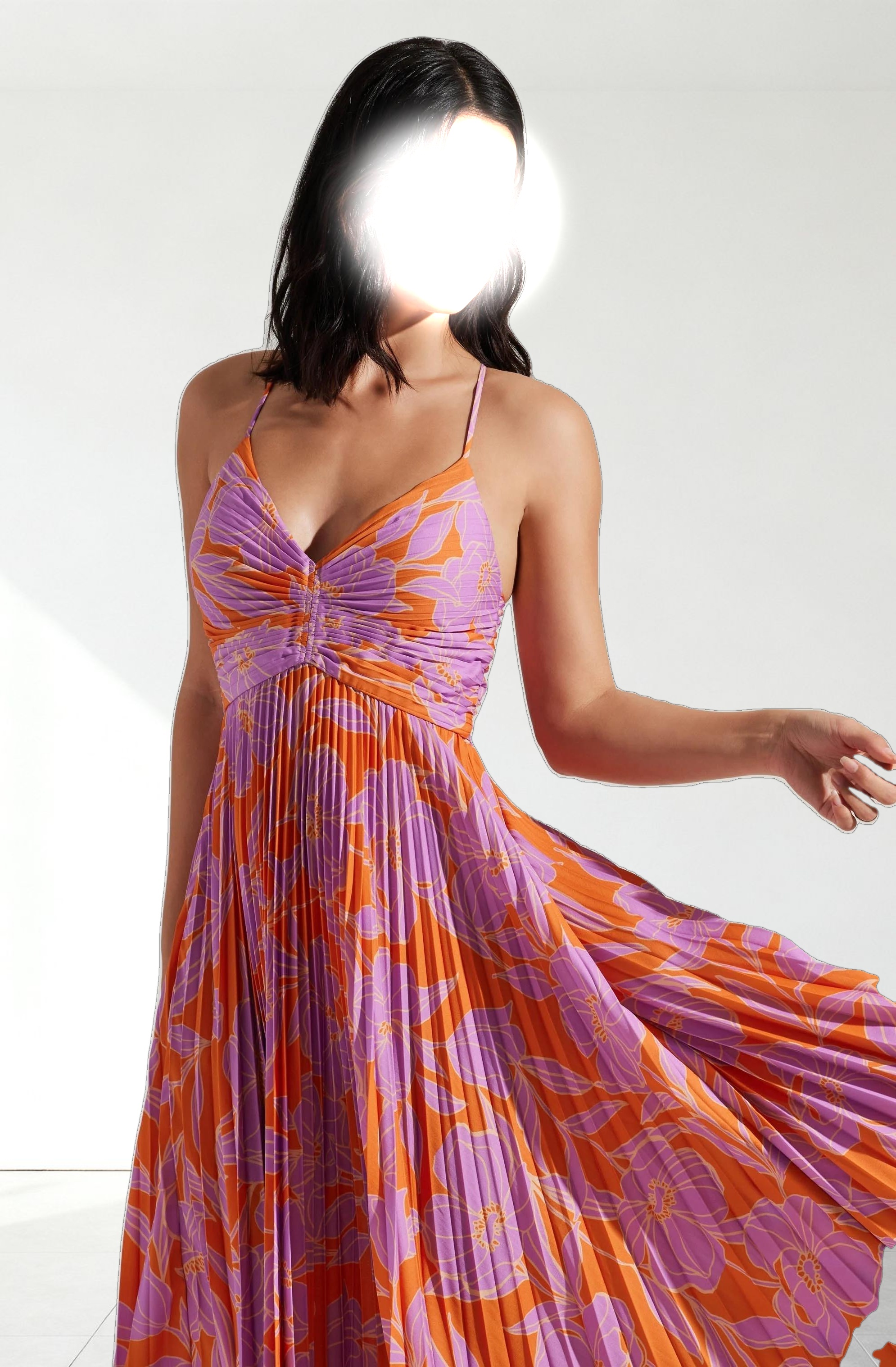 Blythe Floral Plisse Midi Dress