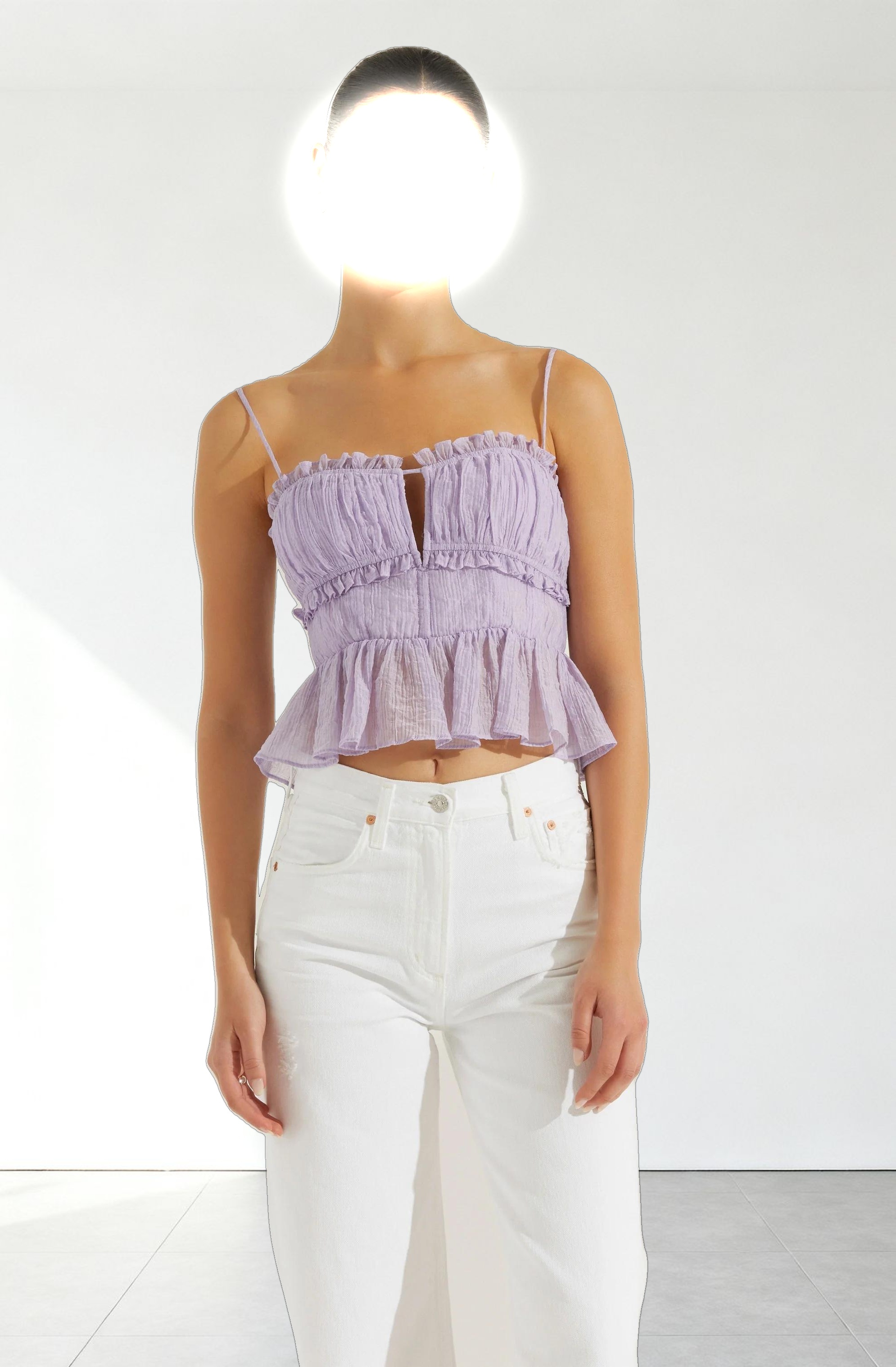 Sylvan Shirred Peplum Top