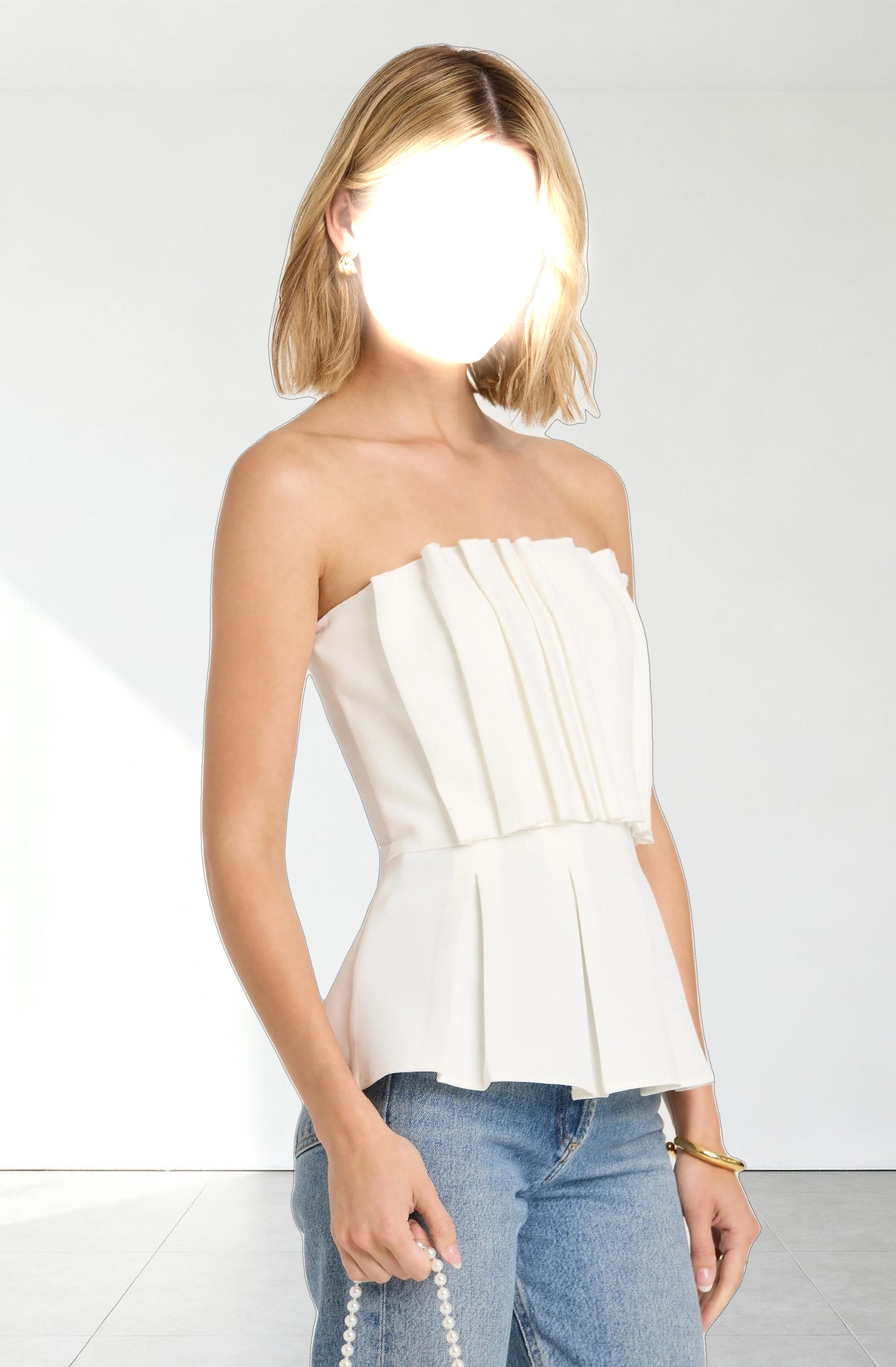 Clemira Pleated Strapless Top