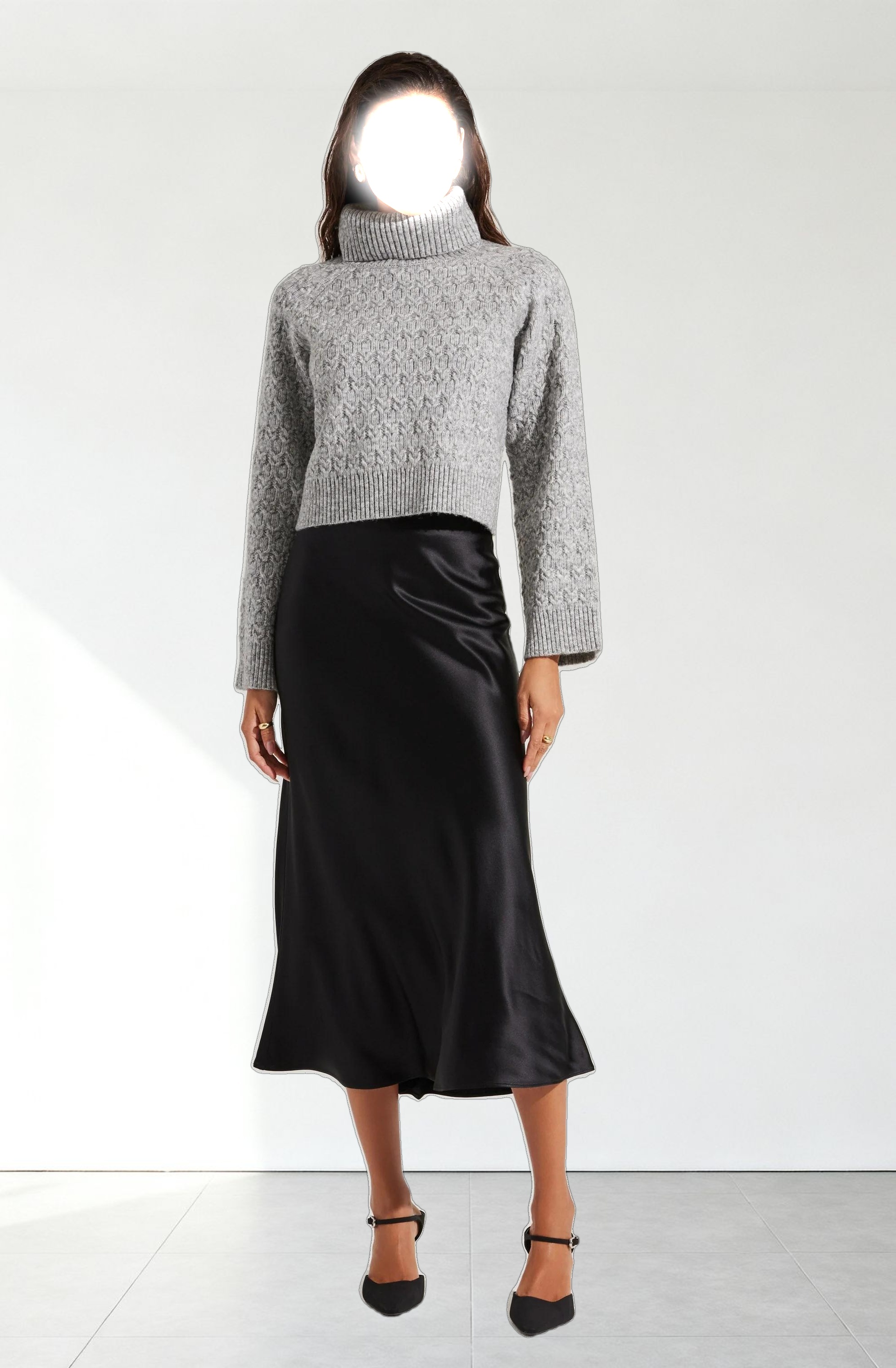 Textured Boxy Turtleneck Sweater
