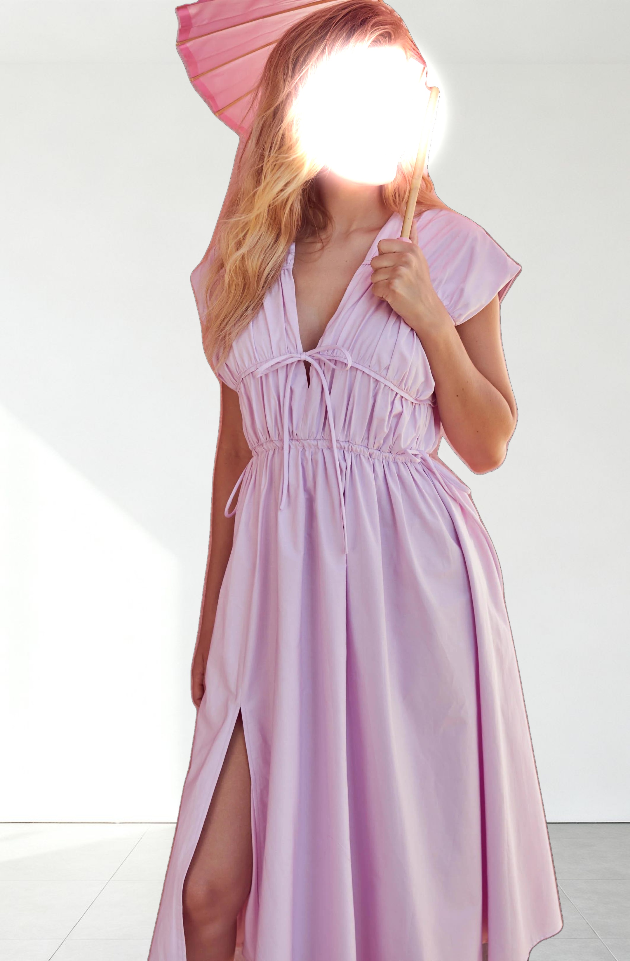 Lorrie Sleeveless Ruched Midi Dress