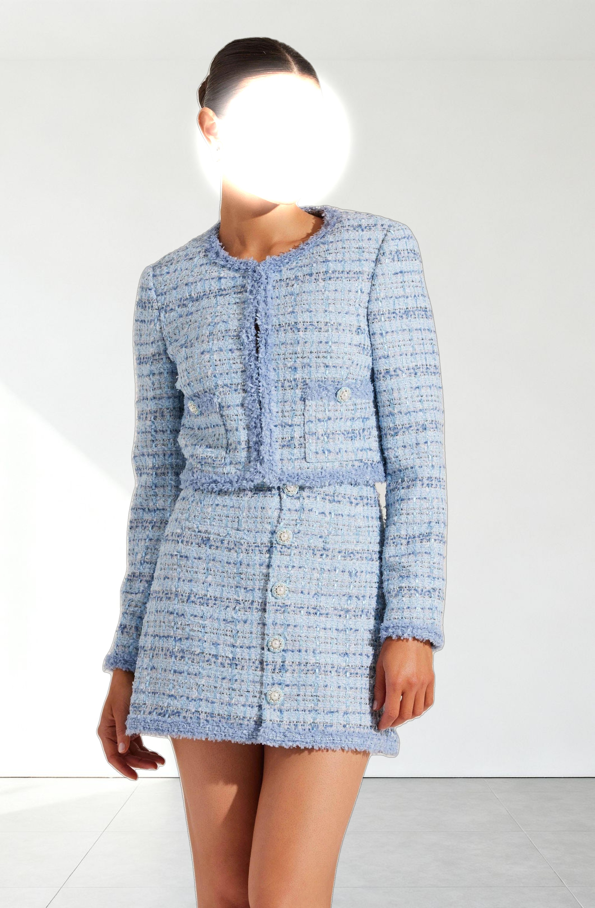 Mavey Tweed Contrast Trim Skirt