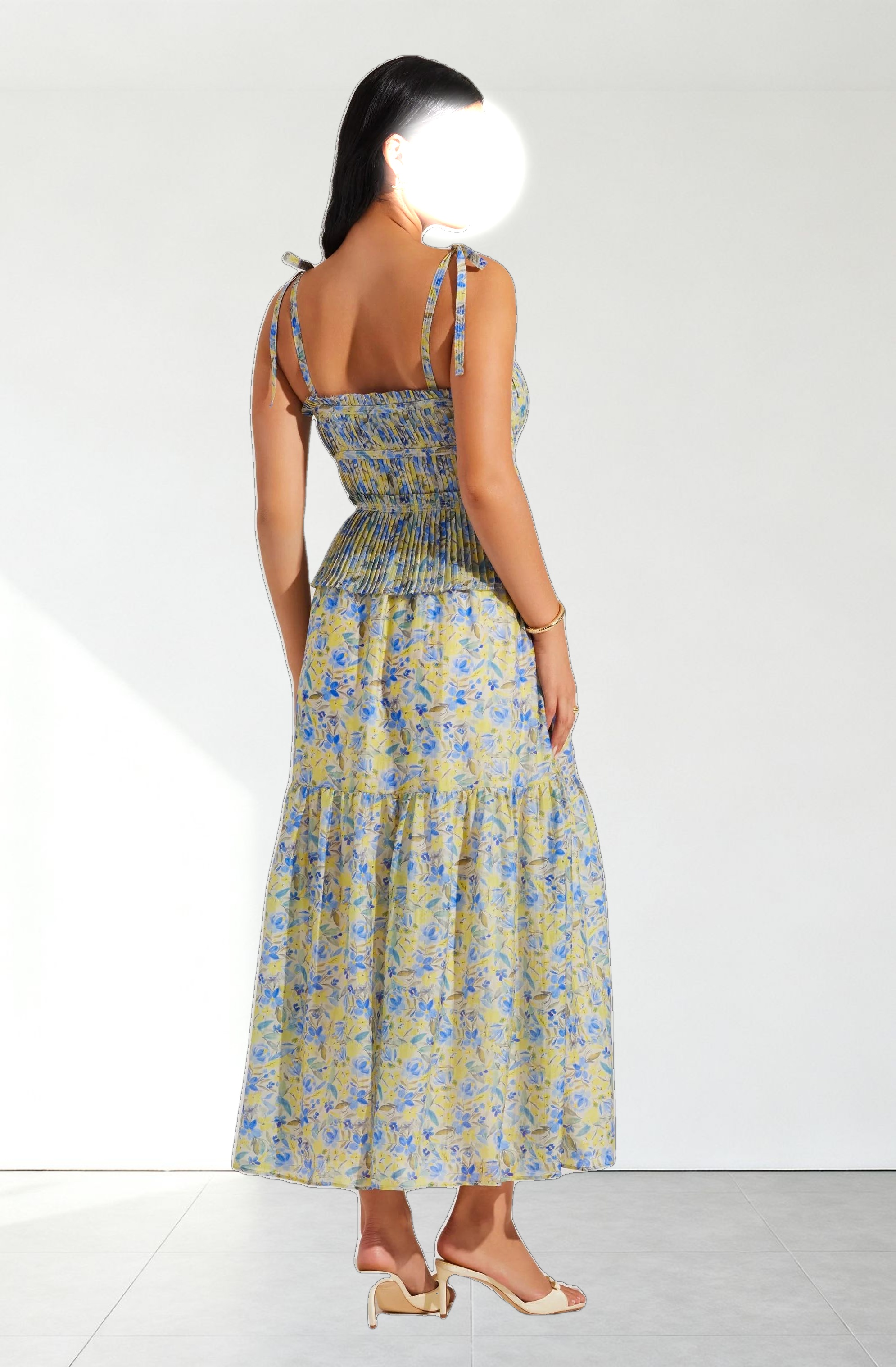 Ethelind Floral Pleated Maxi Dress