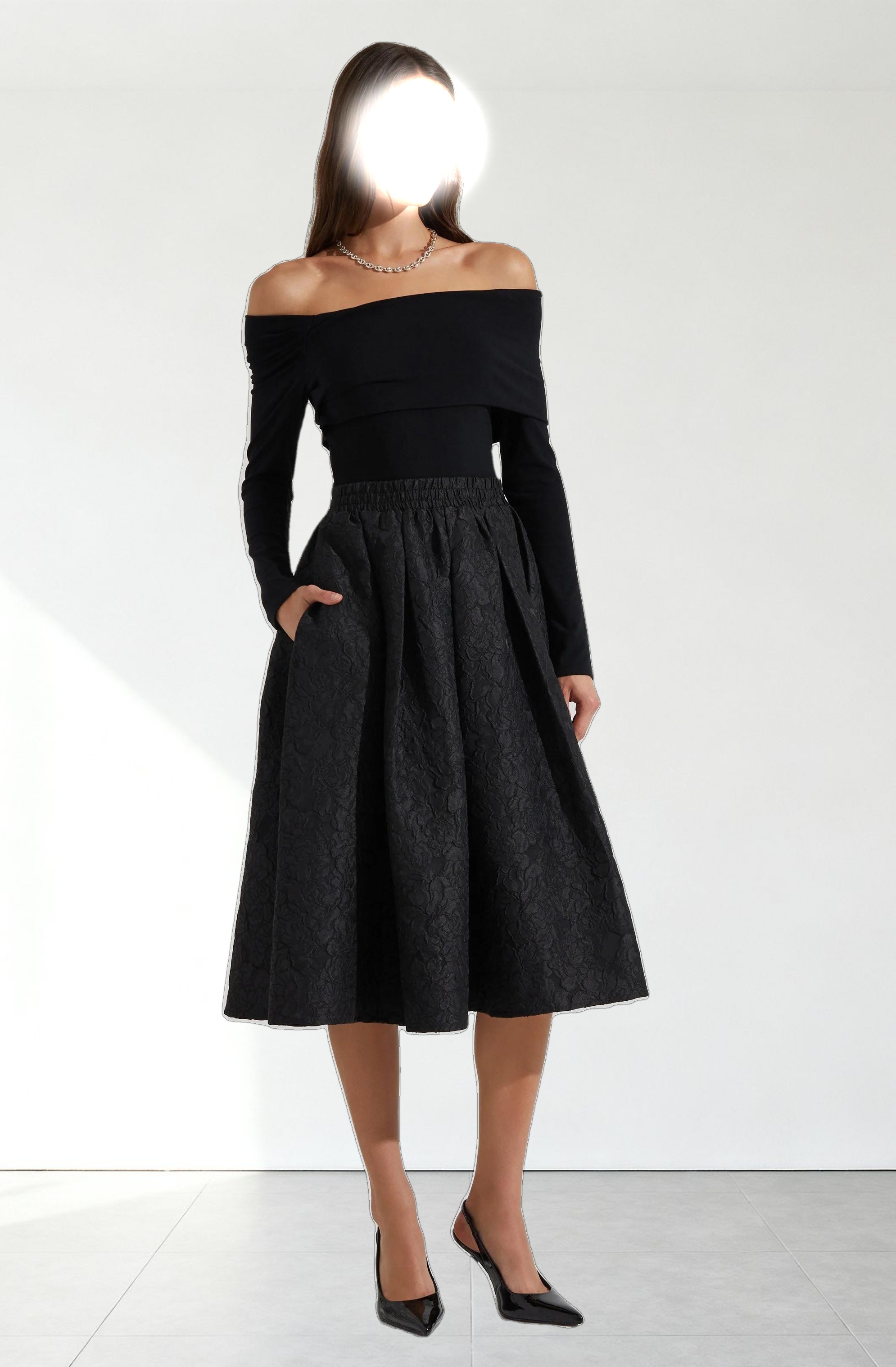 Andolina Jacquard Midi Skirt
