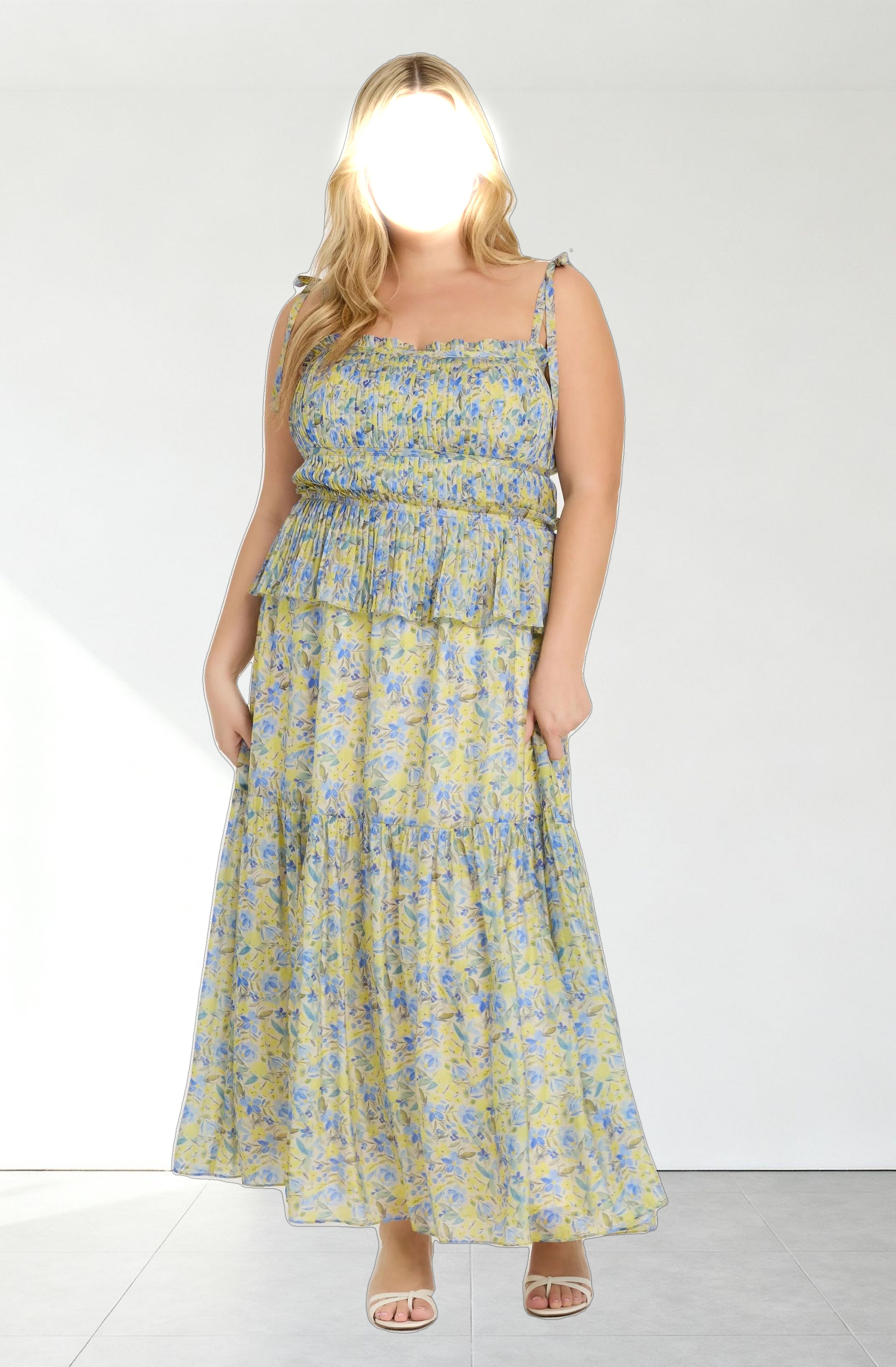 Ethelind Floral Pleated Maxi Dress