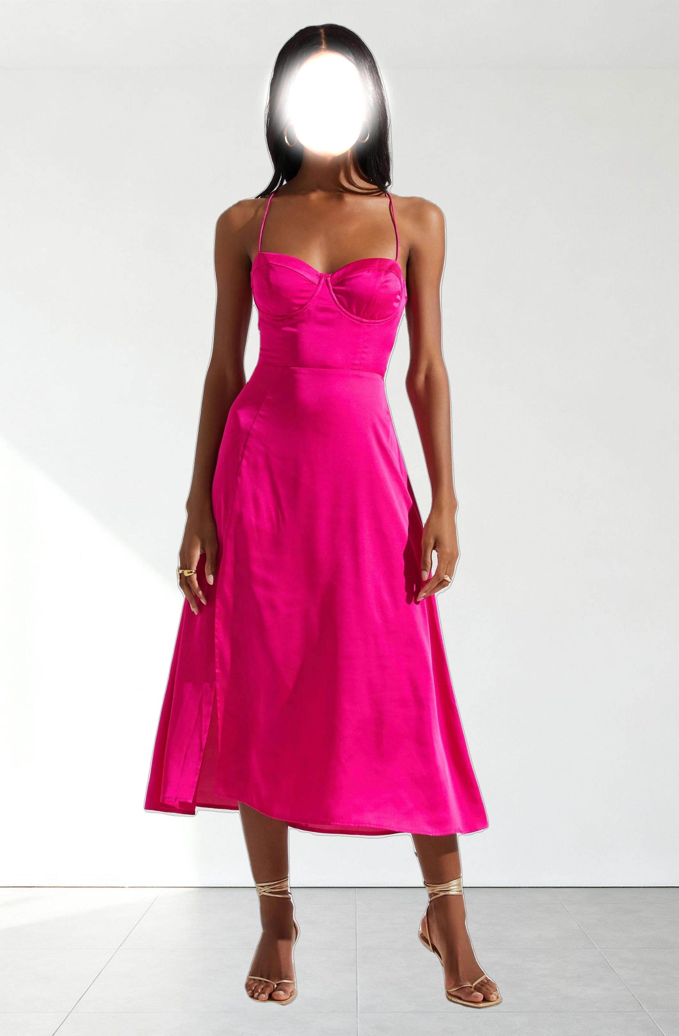 Gala Bustier Cross Strap Midi Dress