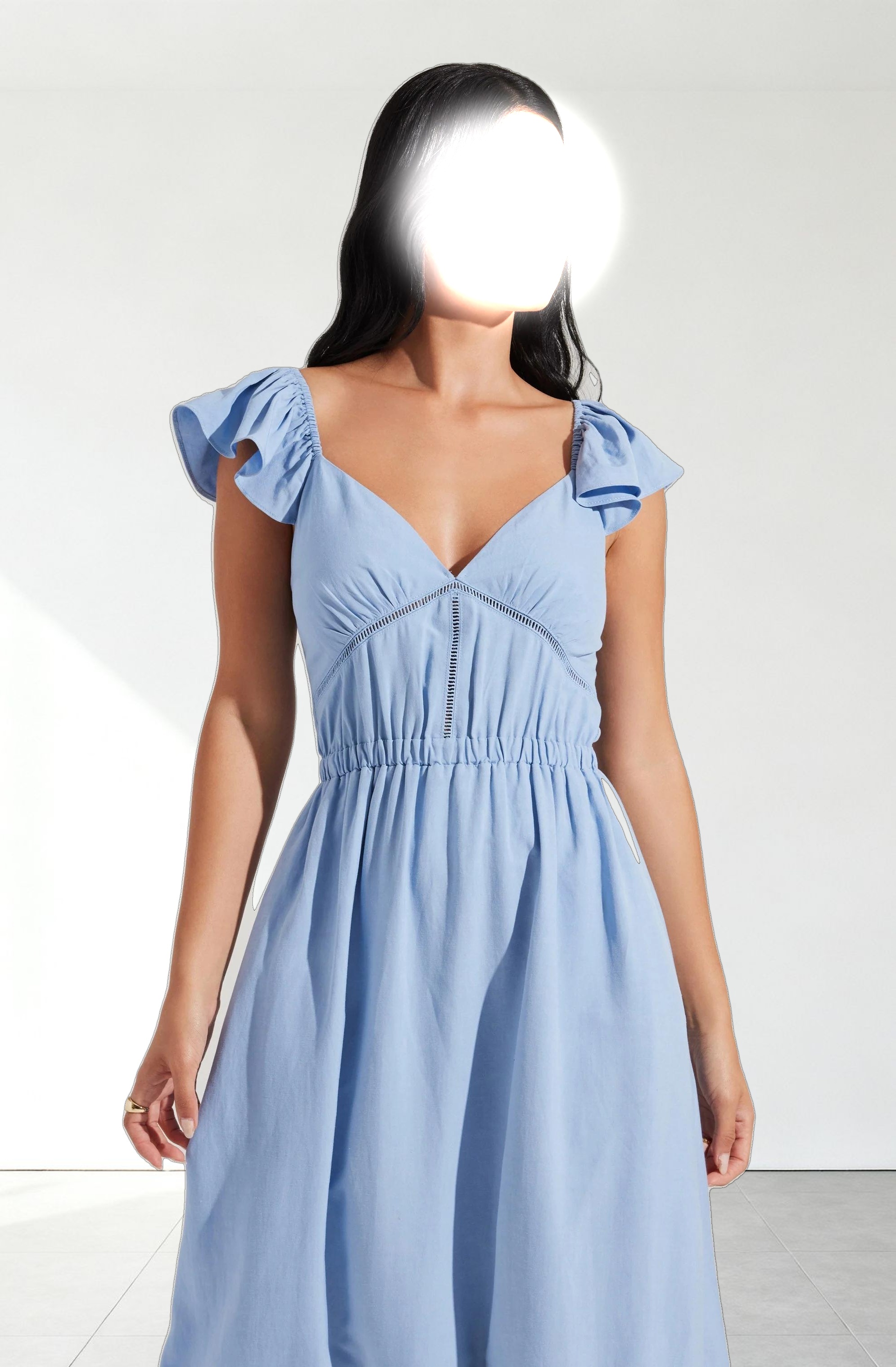 Odeletta Embroidered Floral Trim Dress