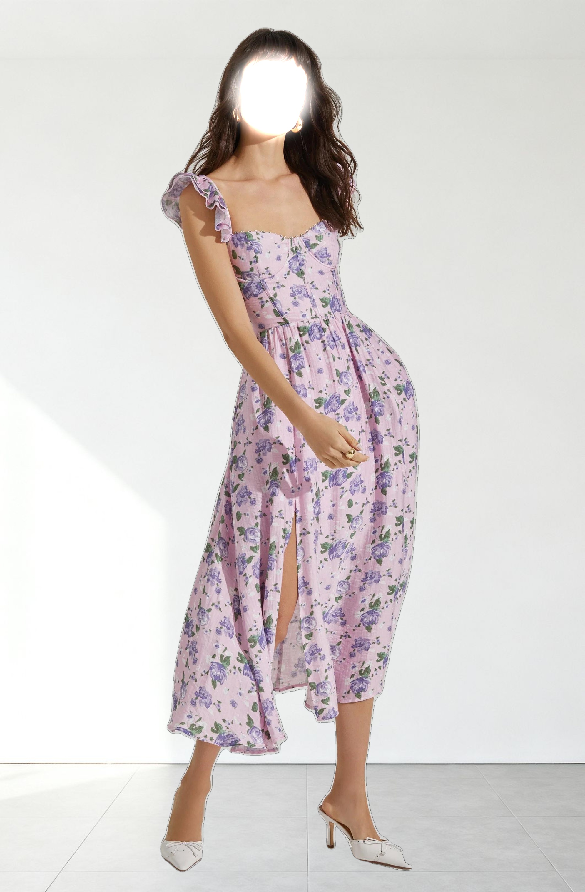 Wedelia Floral Bustier Midi Dress
