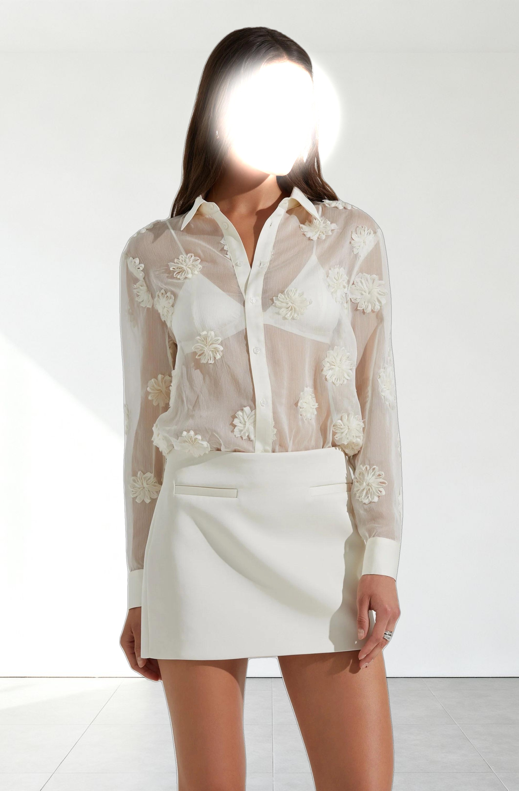 Ioannis Sheer 3D Floral Shirt