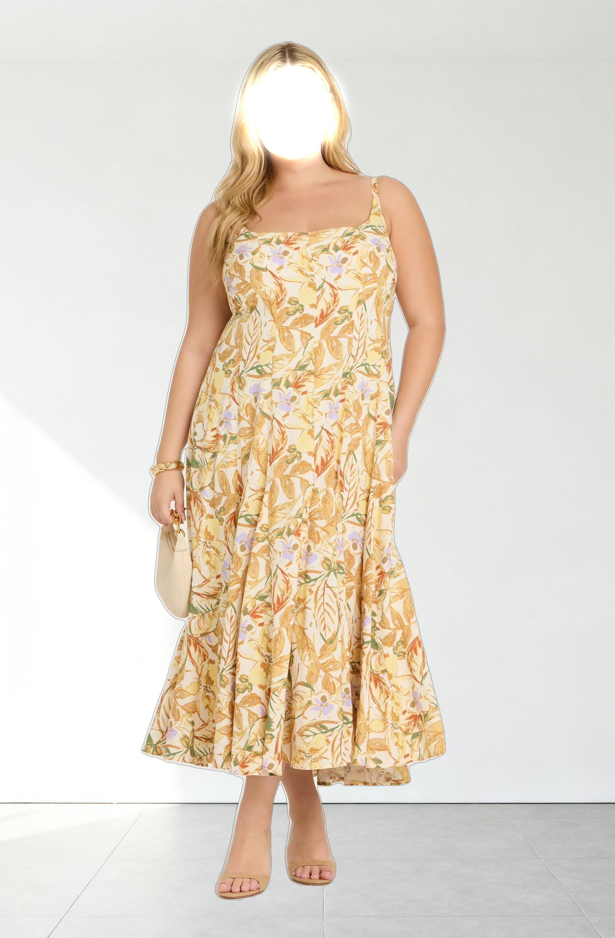 Jaleyah Paneled Flare Midi Dress