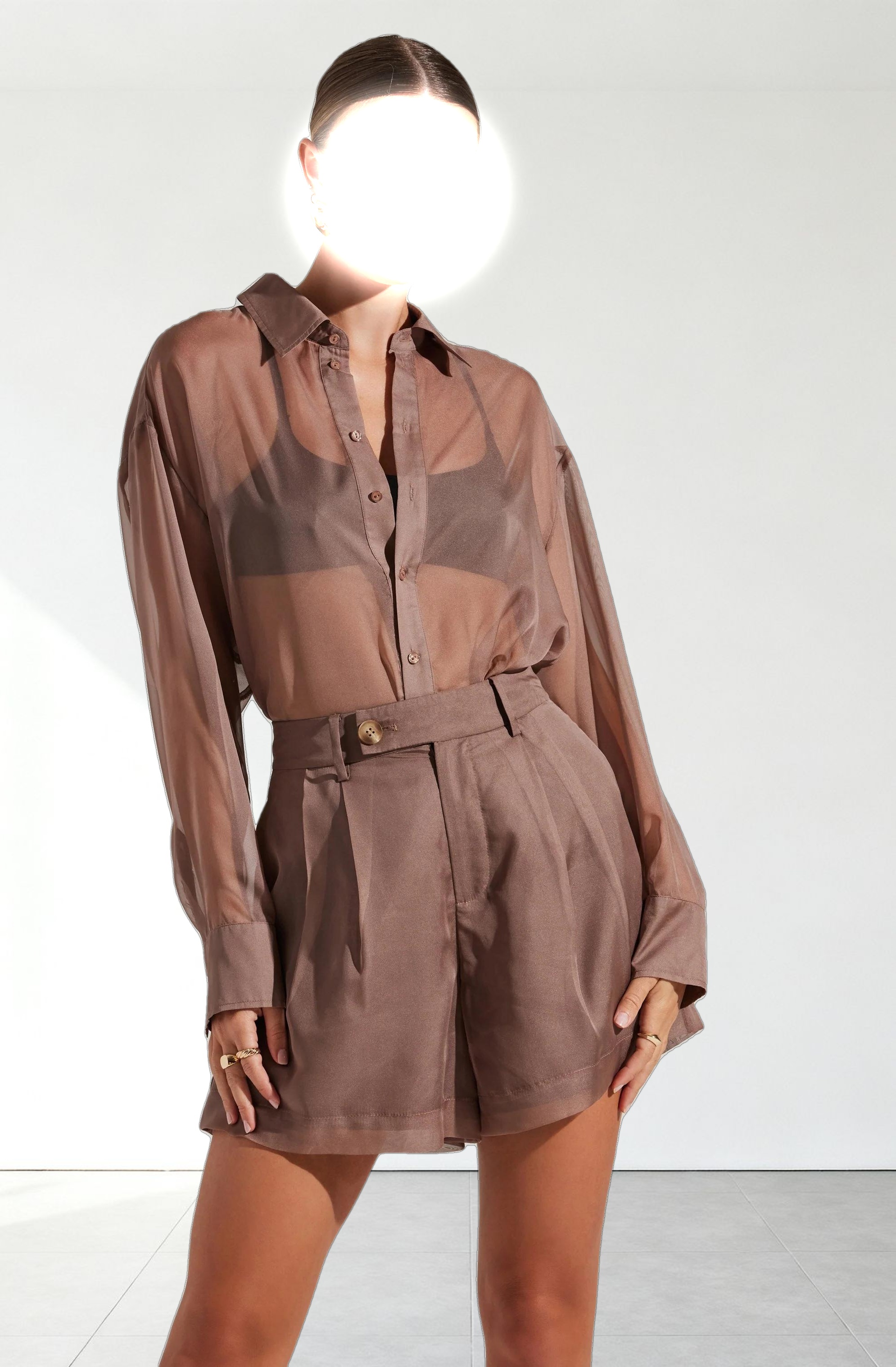 Evie Sheer Button Up Top