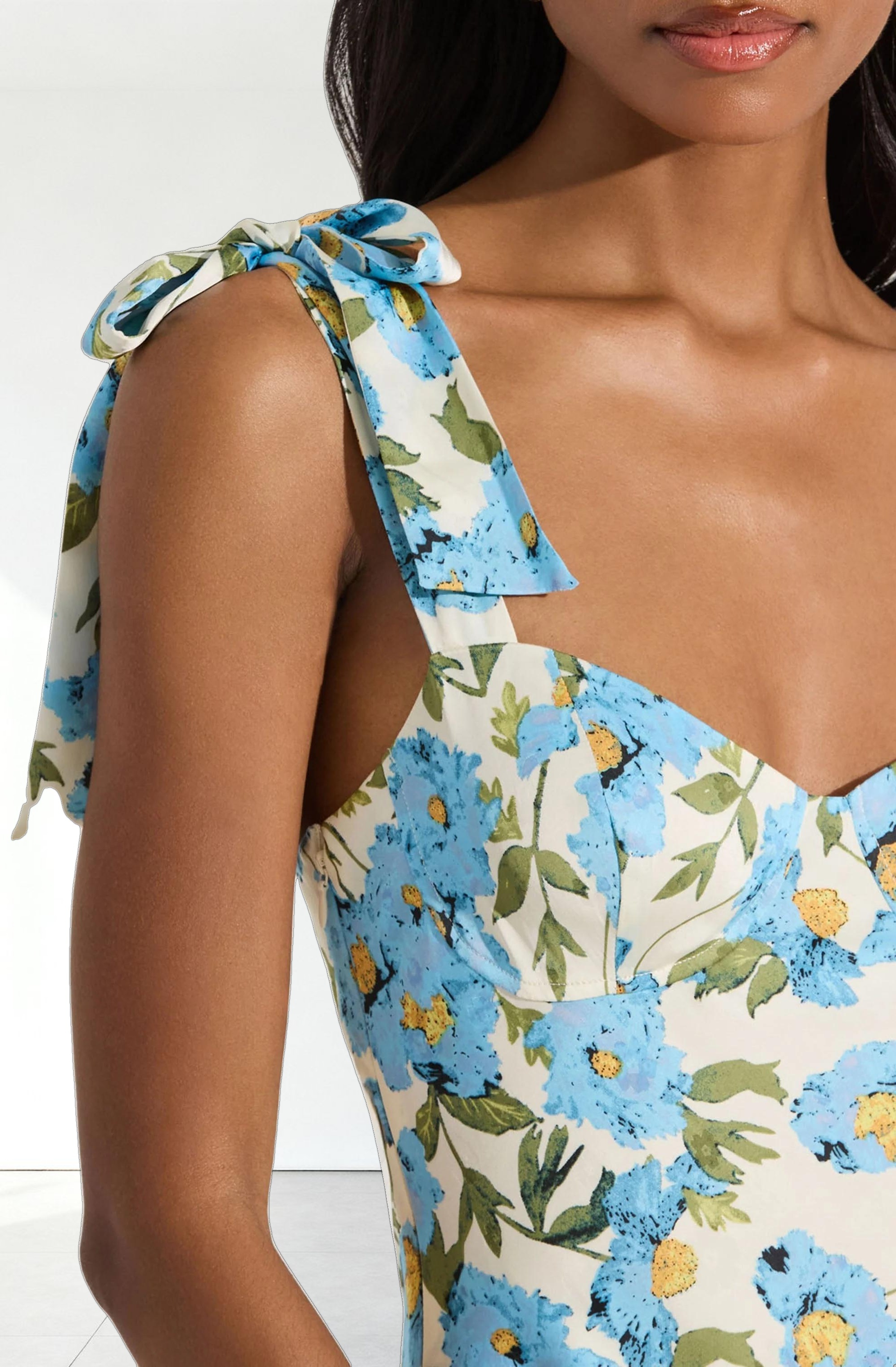 Sweetheart Bow Strap Midi Dress