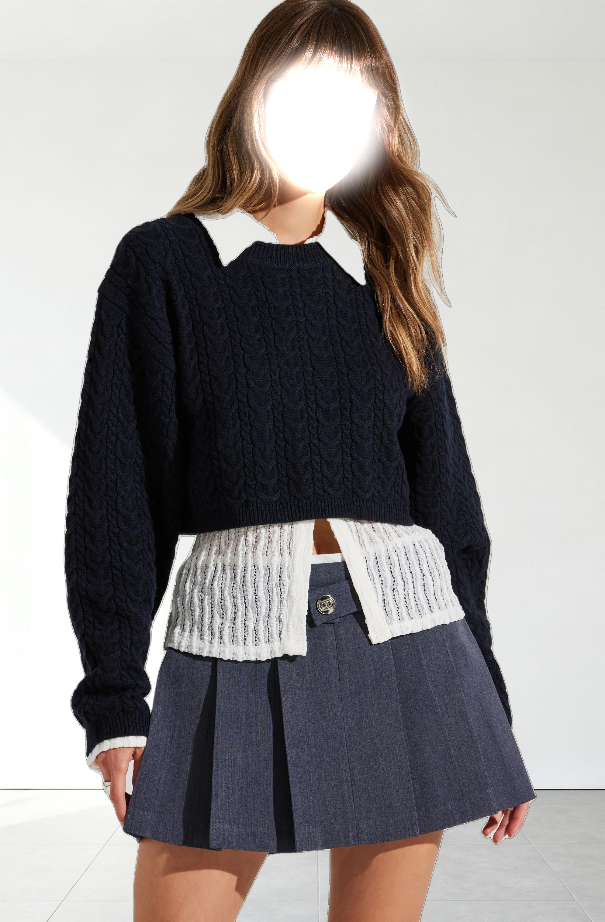 Jorah Cropped Cable Knit Sweater