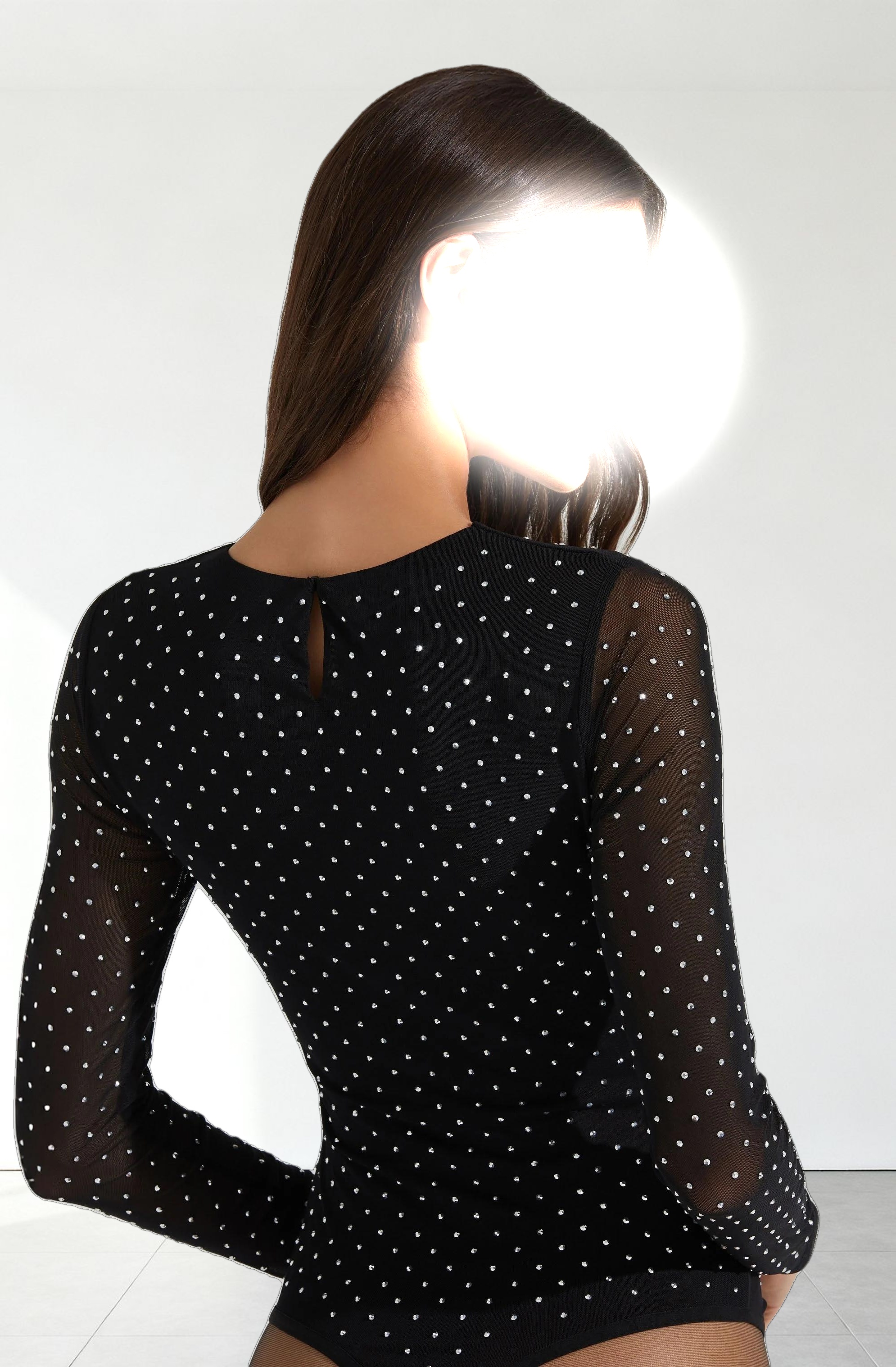 Ancira Rhinestone Mesh Bodysuit
