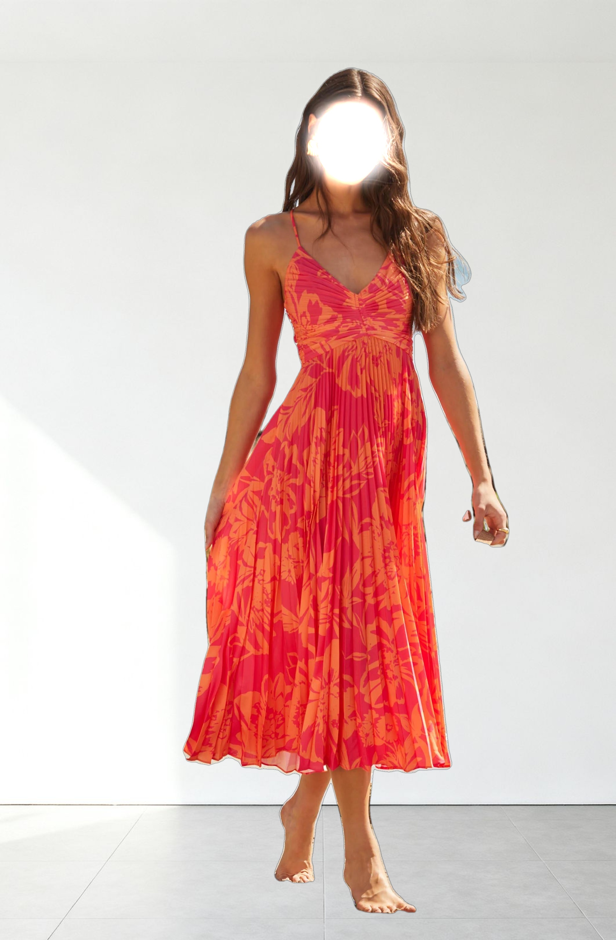 Blythe Floral Plisse Midi Dress