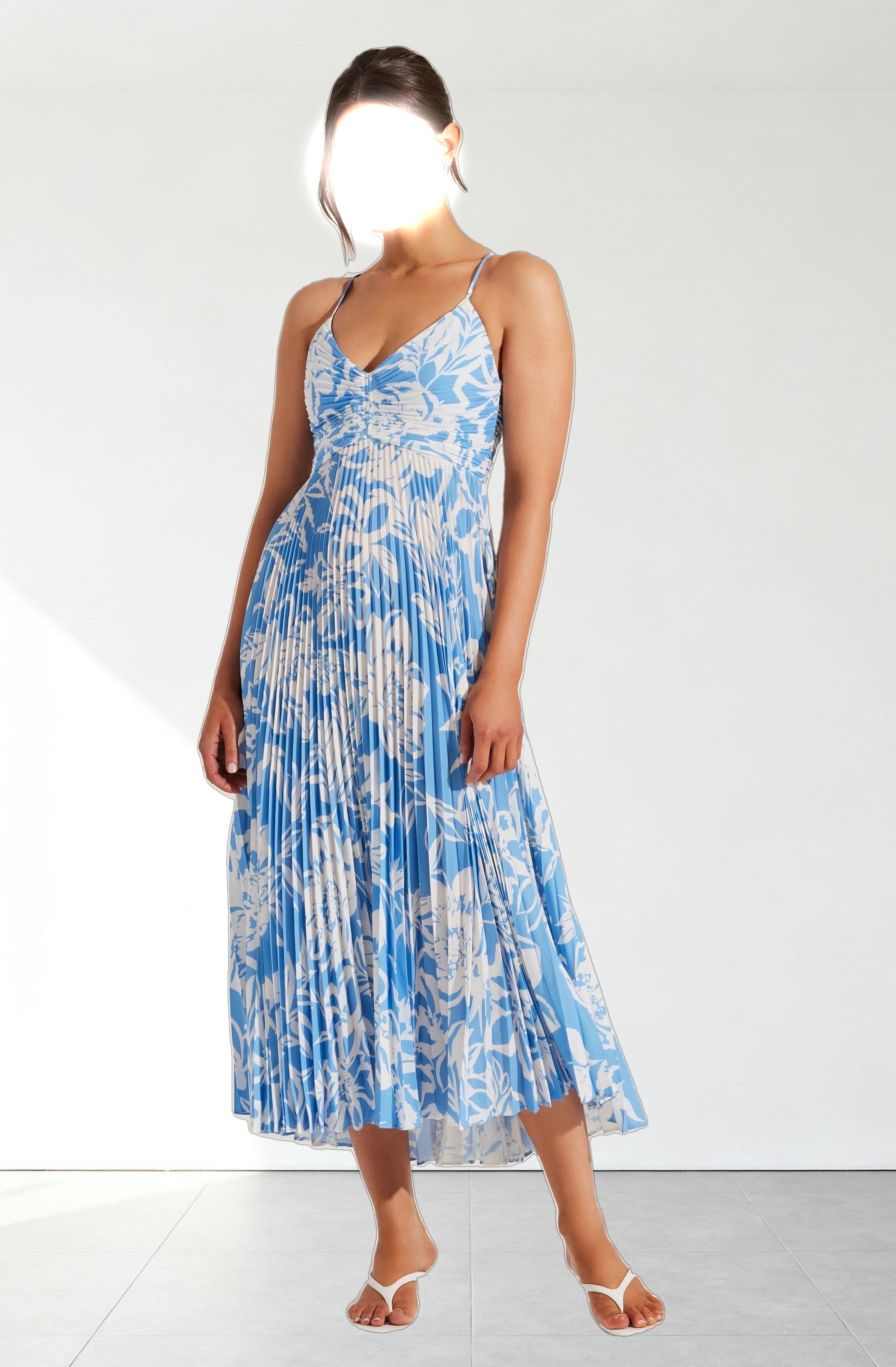 Blythe Floral Plisse Midi Dress