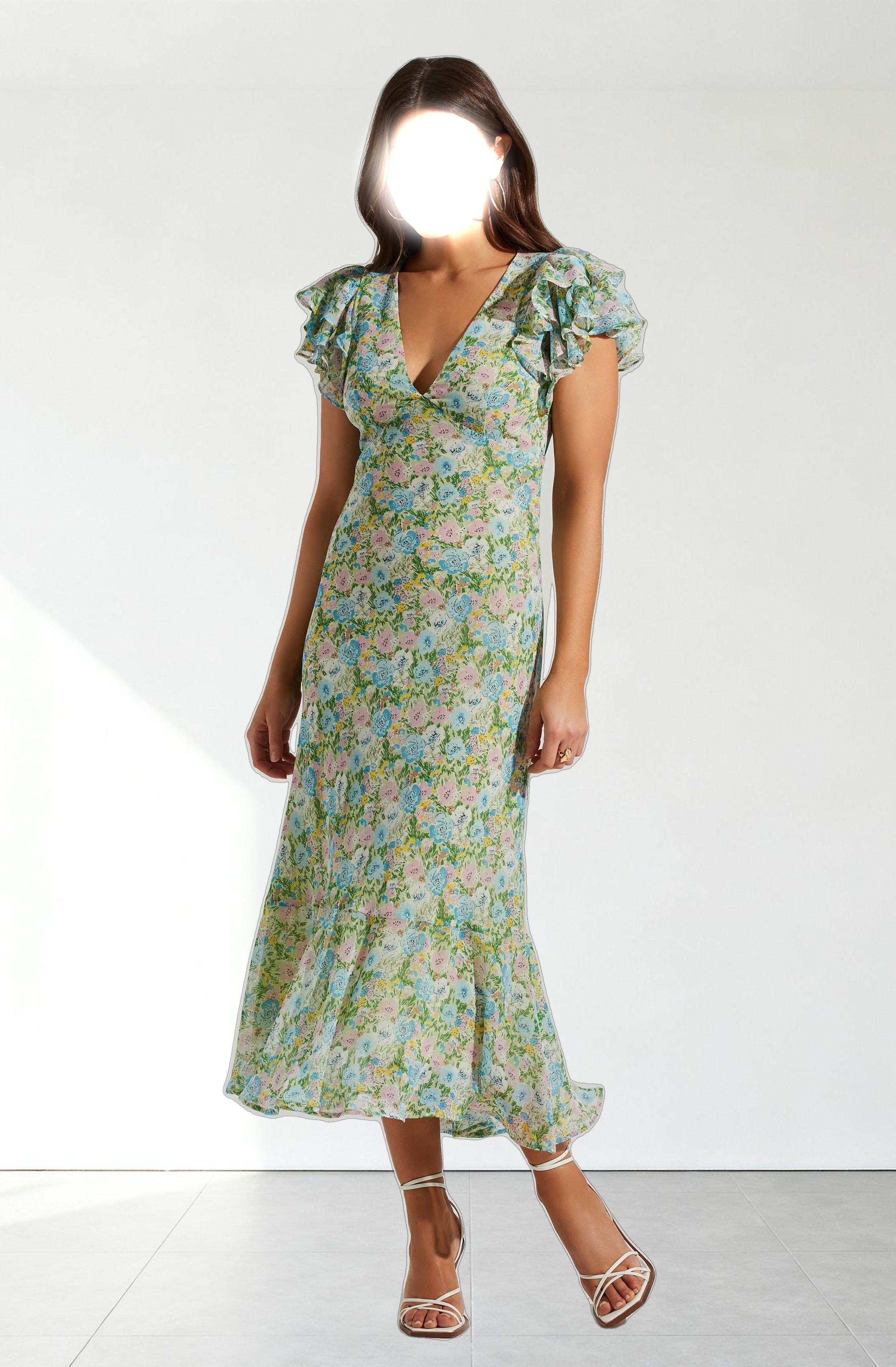 Celestine Floral Ruffle Midi Dress