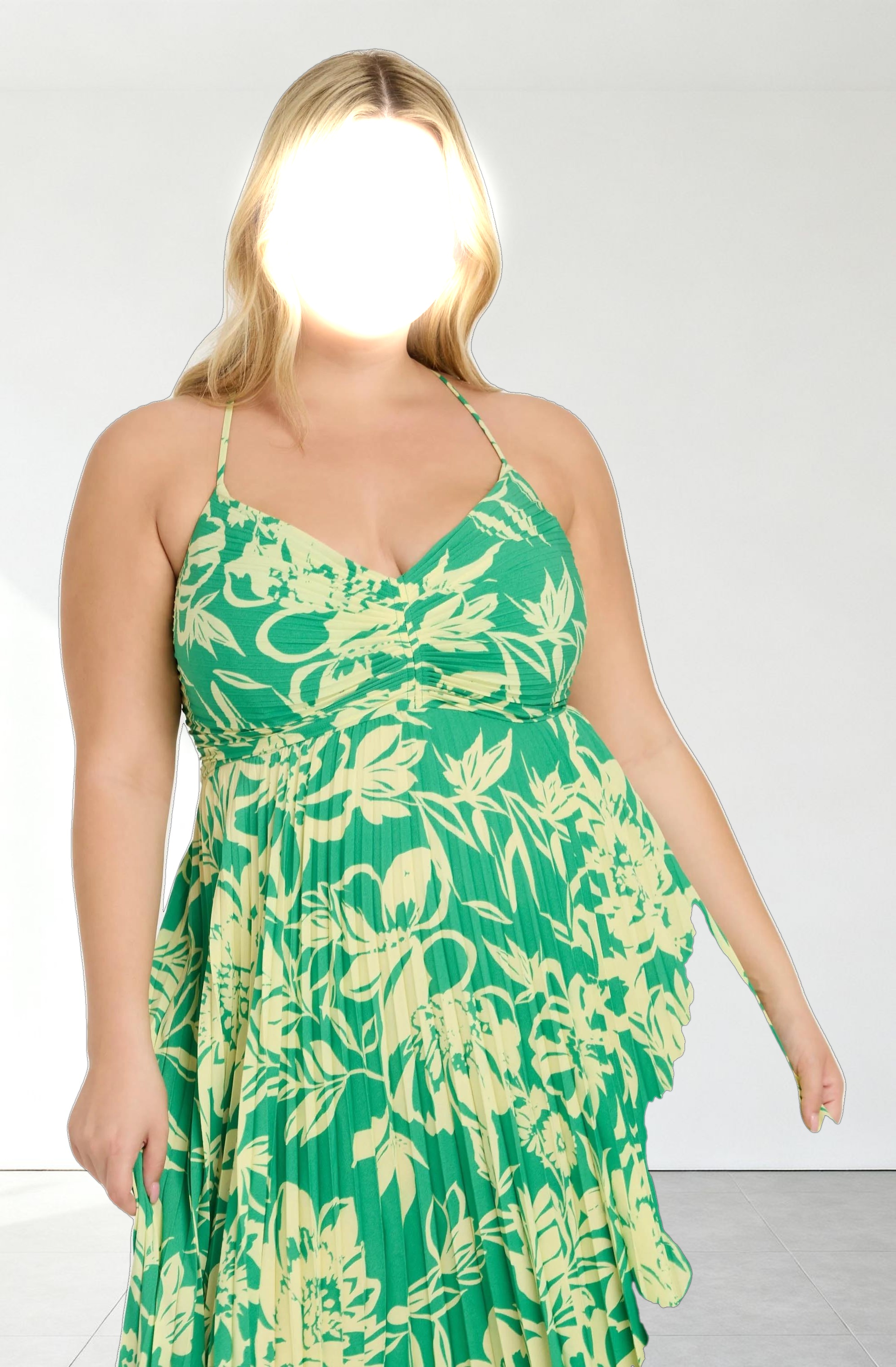 Blythe Floral Plisse Midi Dress