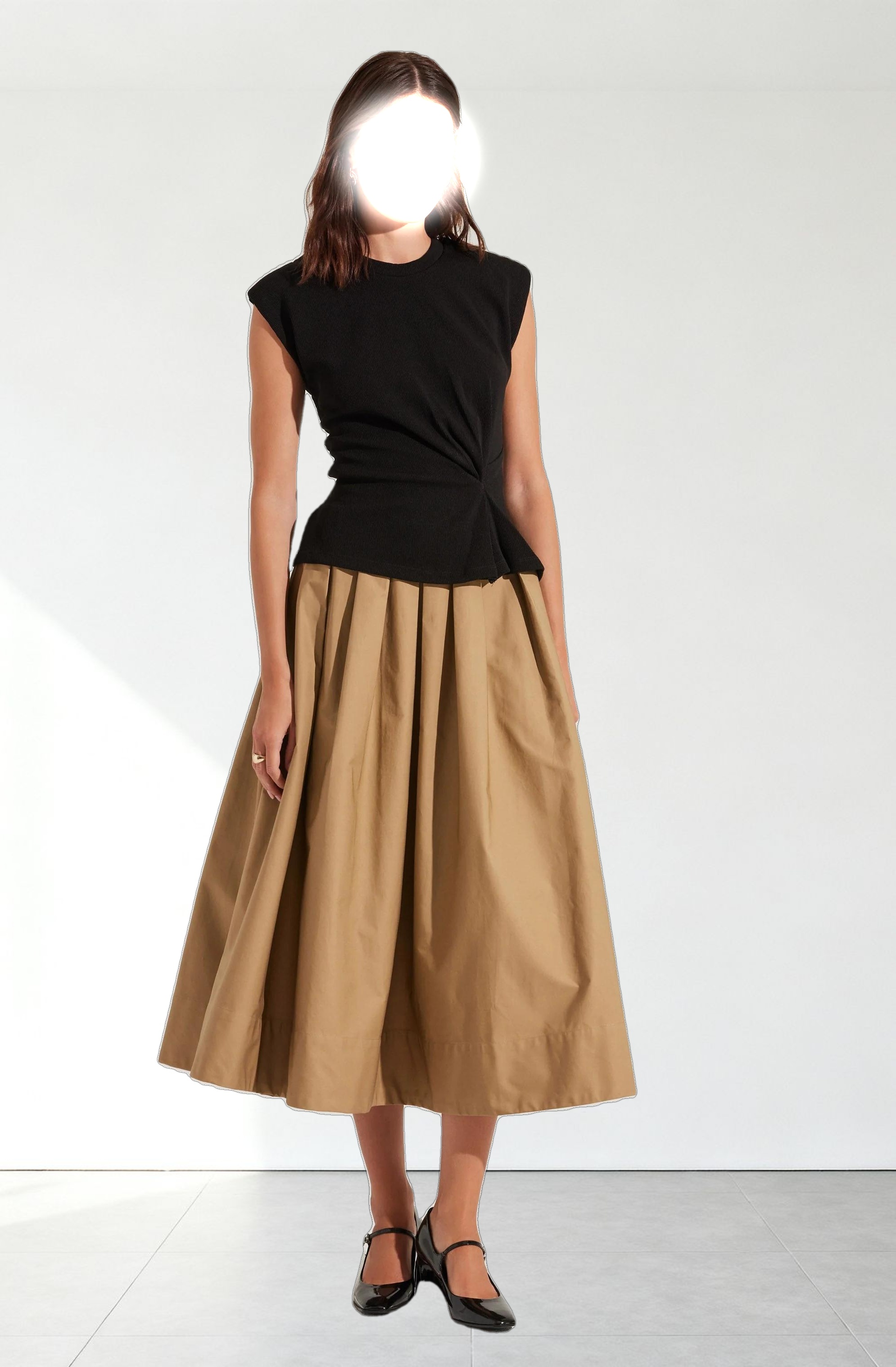 Cinched Waist Ribbed Knit Top