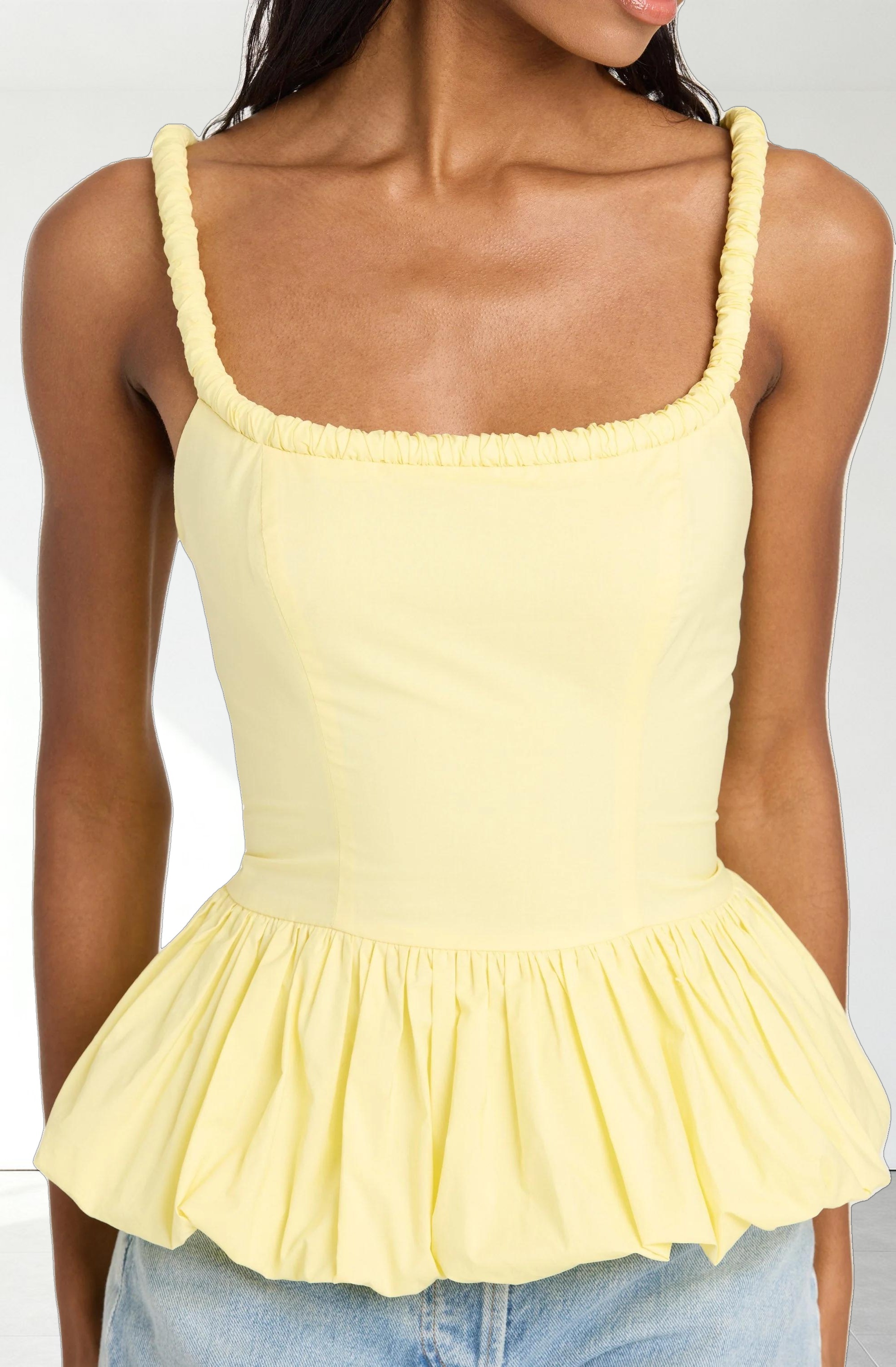 Sleeveless Bubble Hem Peplum Top