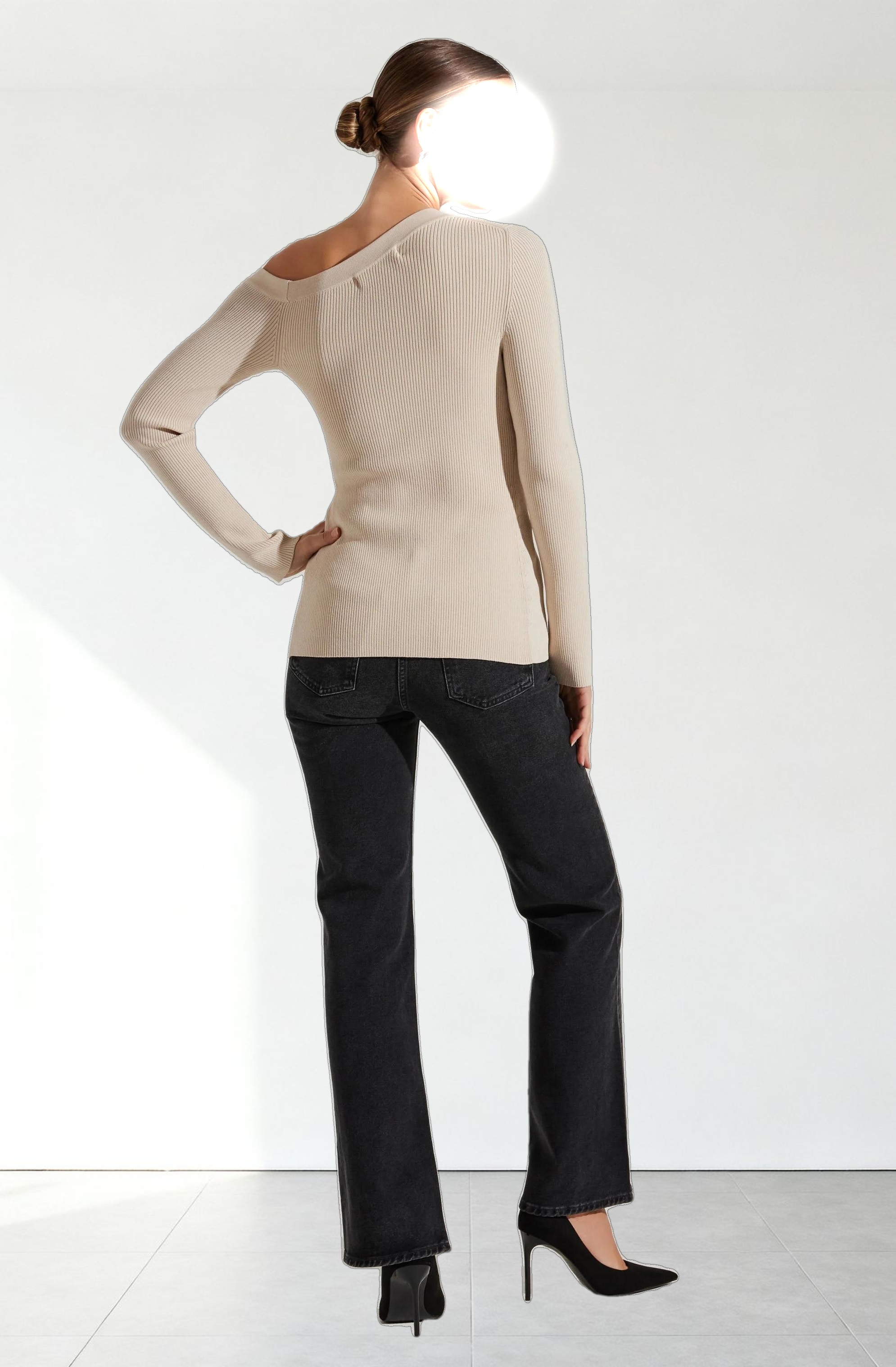 Celin One Shoulder Ribbed Sweater