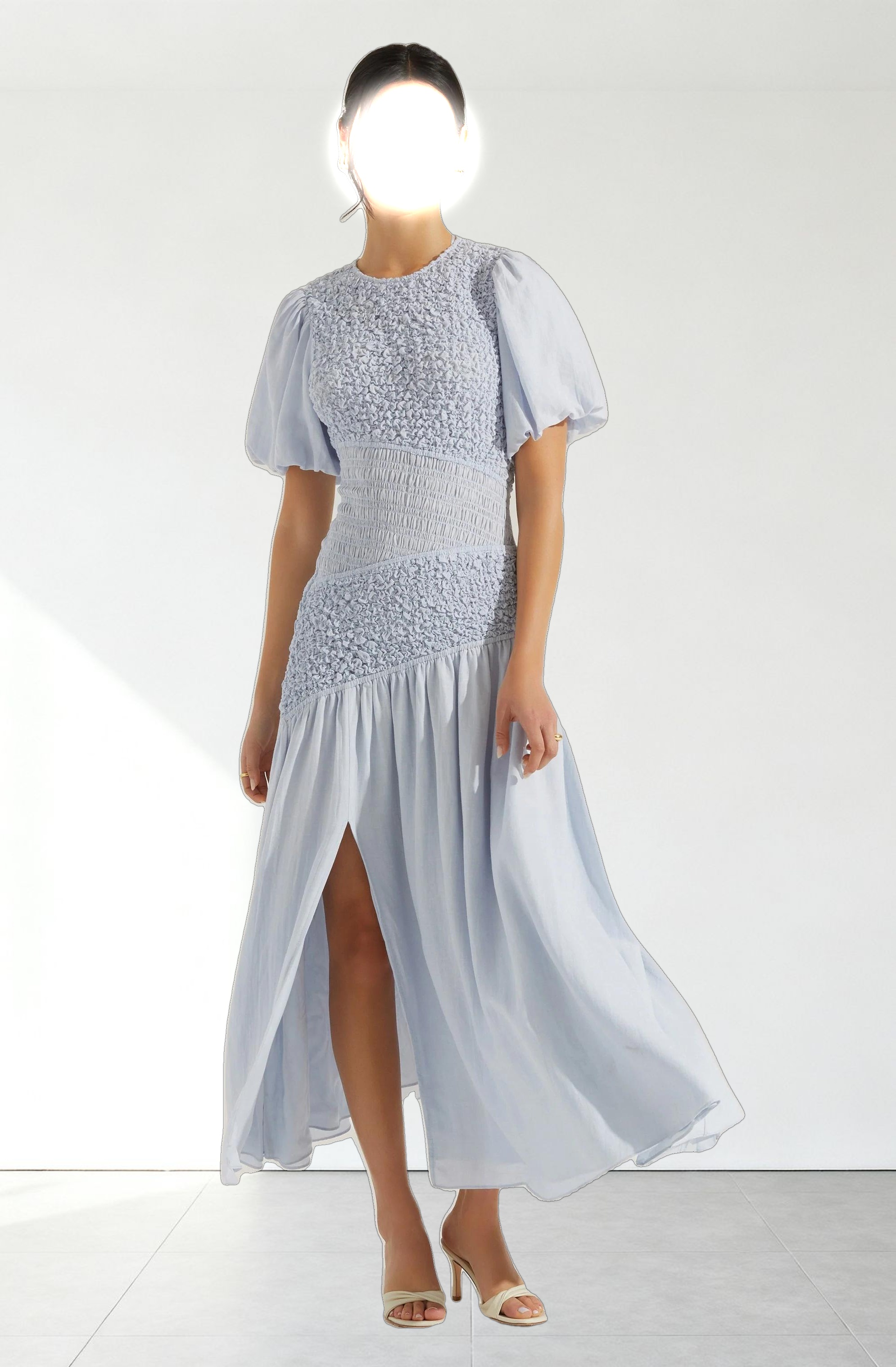 Theoni Smocked Asymmetric Dress