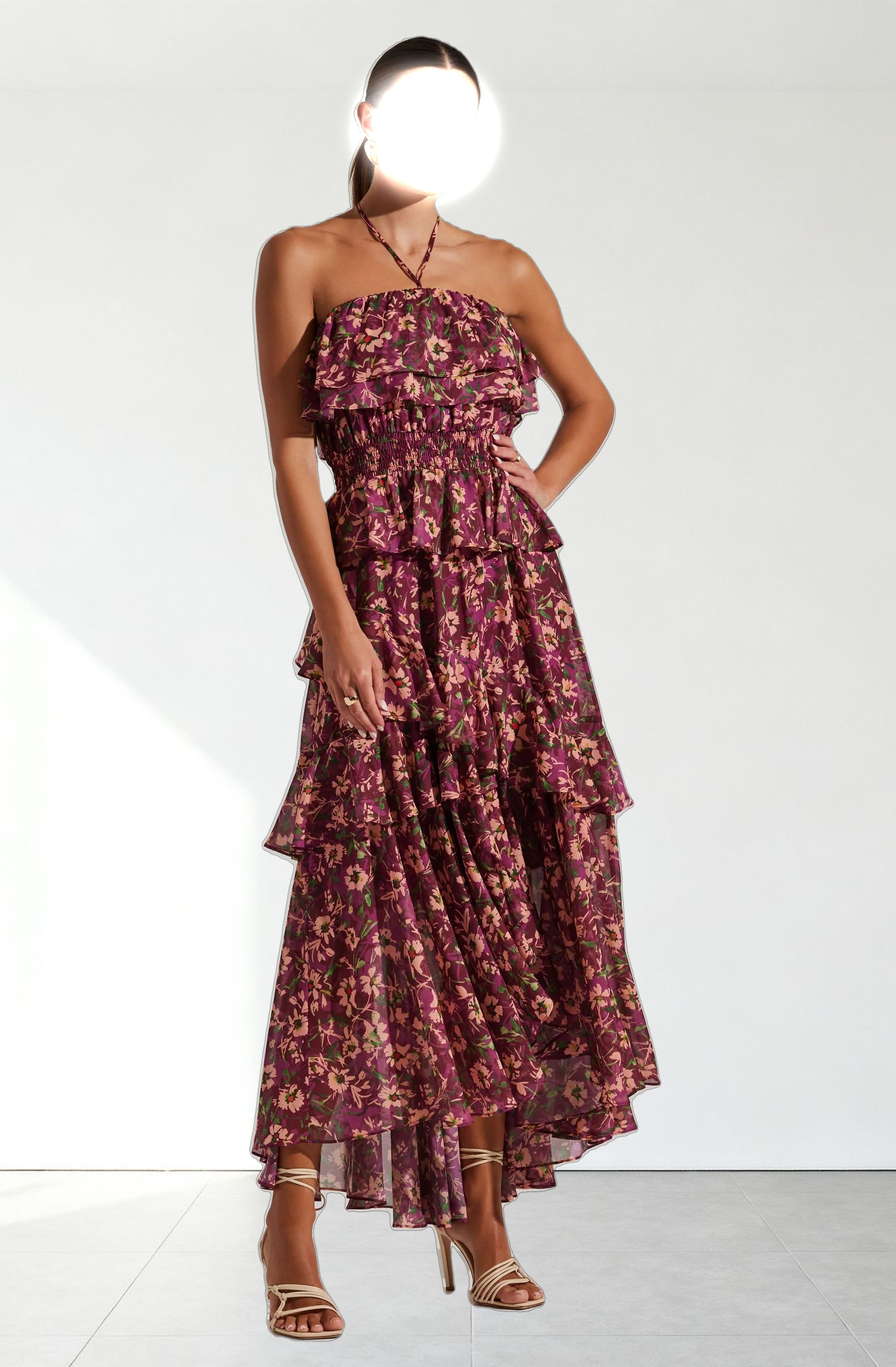Elena Floral Halter Maxi Dress