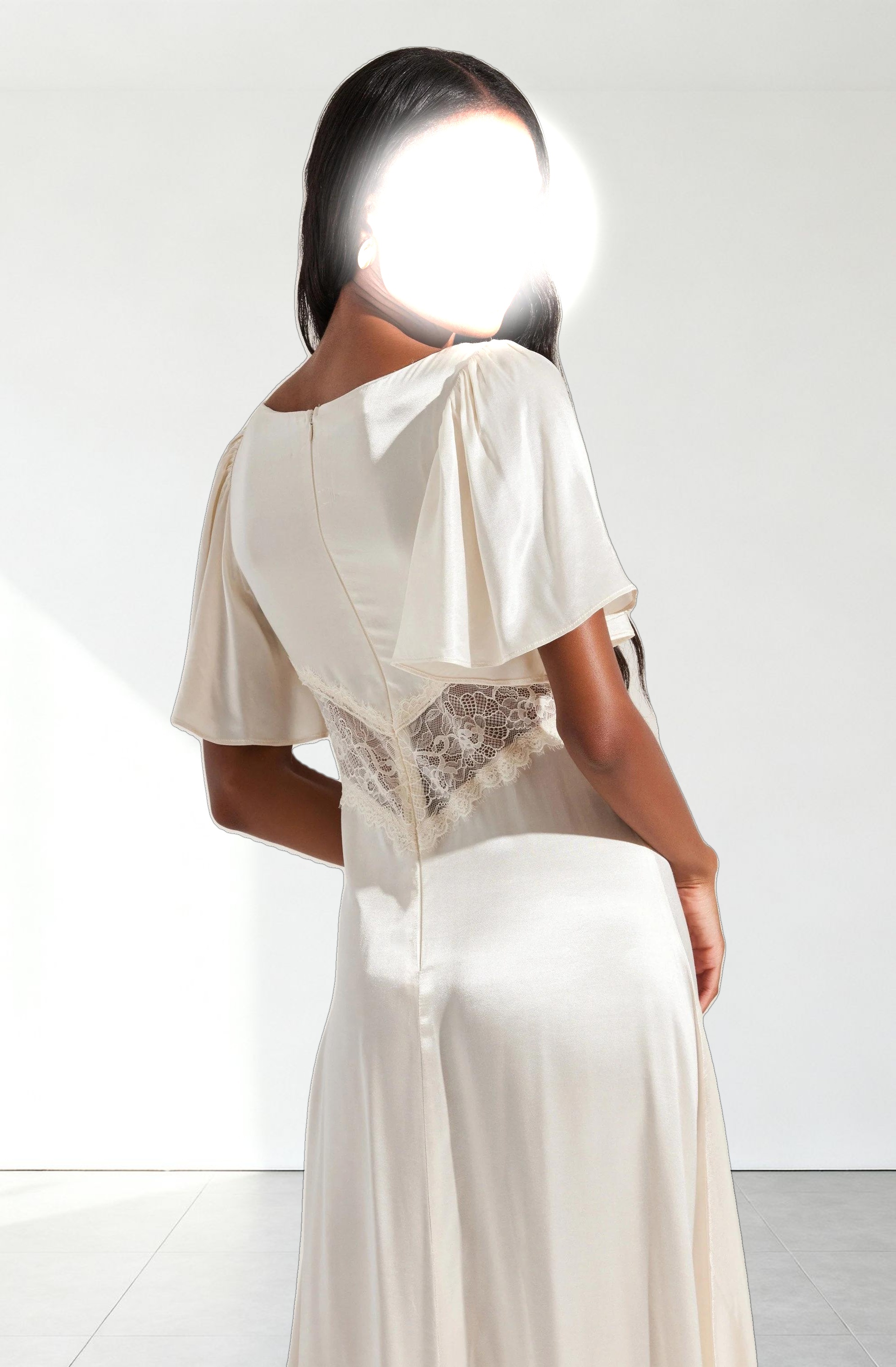 Aurelia Satin V-Neck Midi Dress