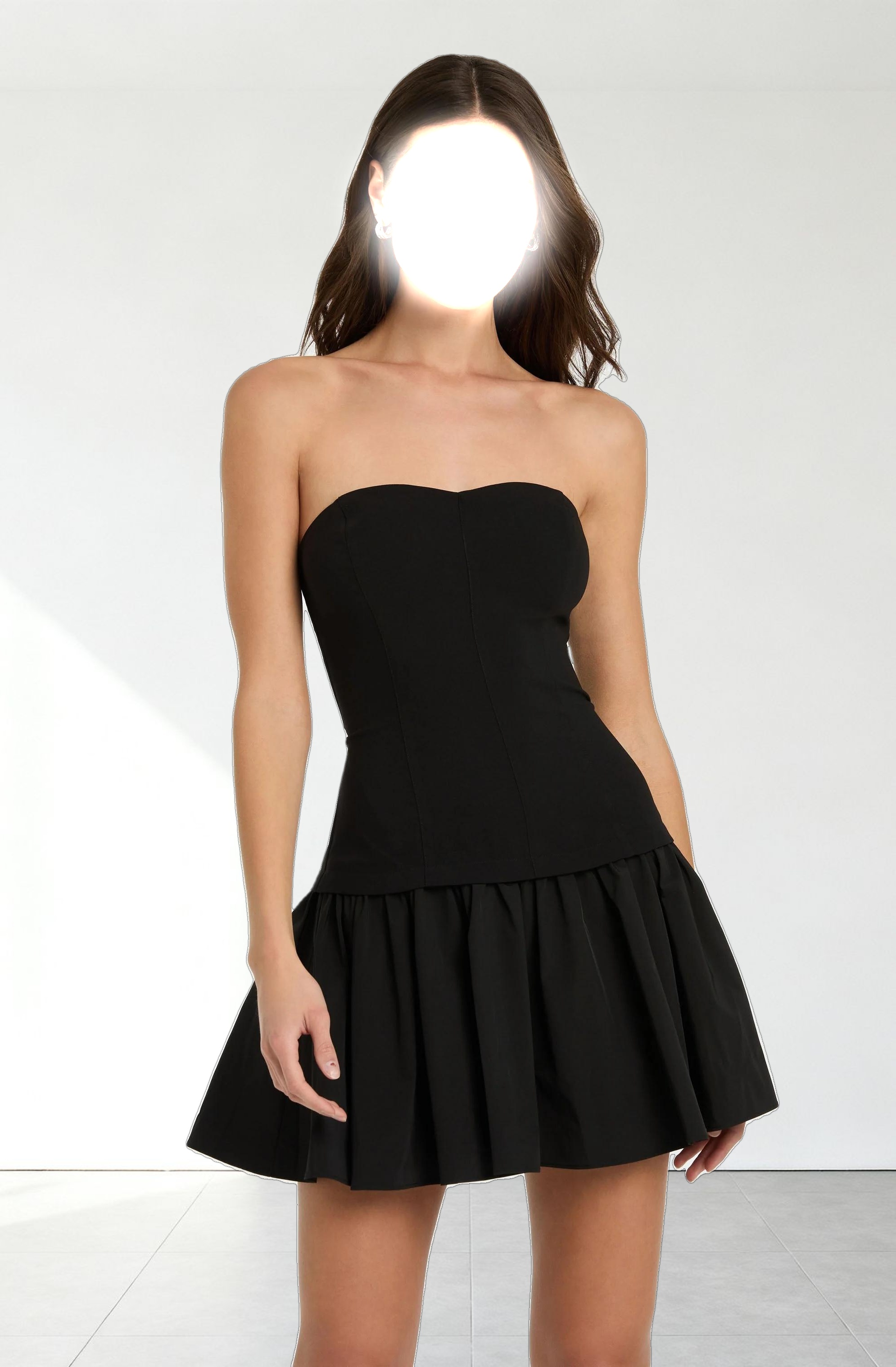Strapless Drop Waist Mini Dress