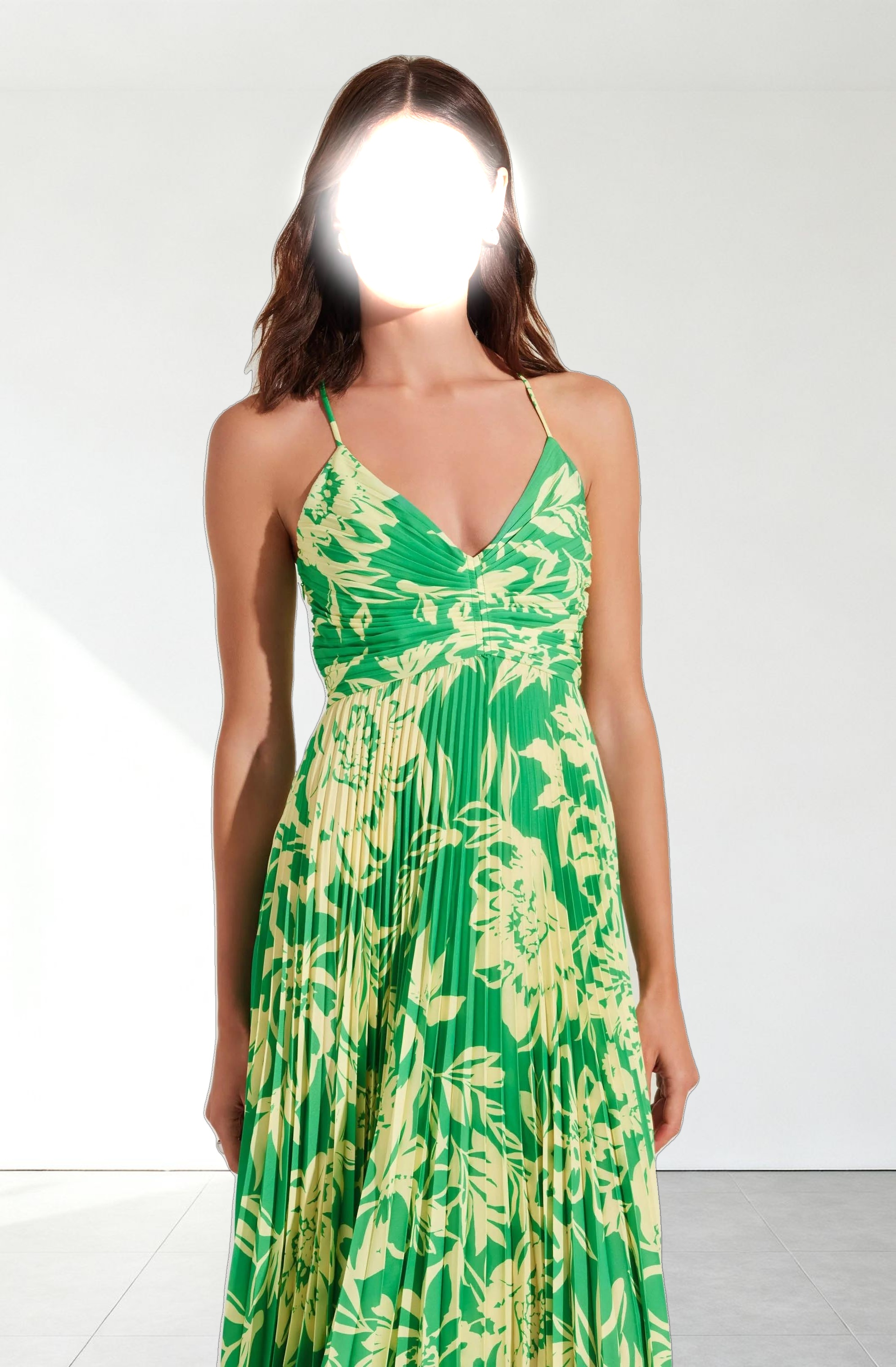 Blythe Floral Plisse Midi Dress