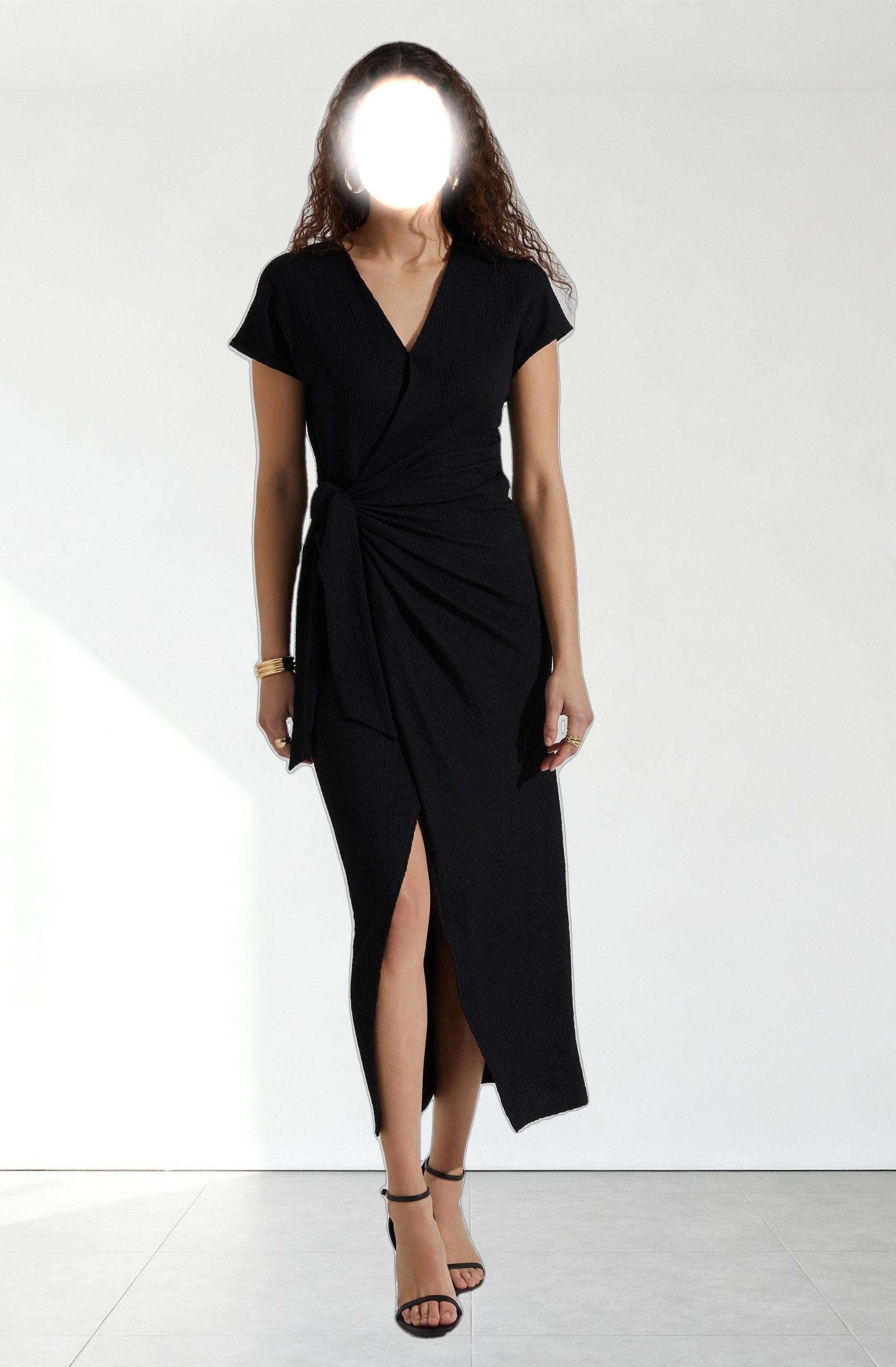 Knit Wrap Midi Dress