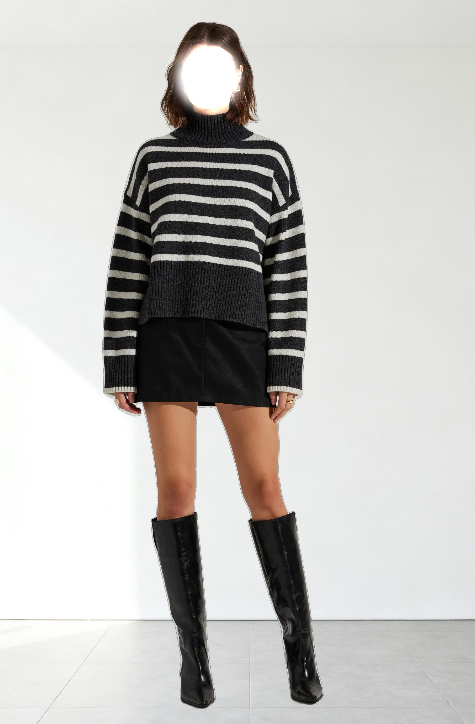 Sophea Striped Mock Neck Sweater