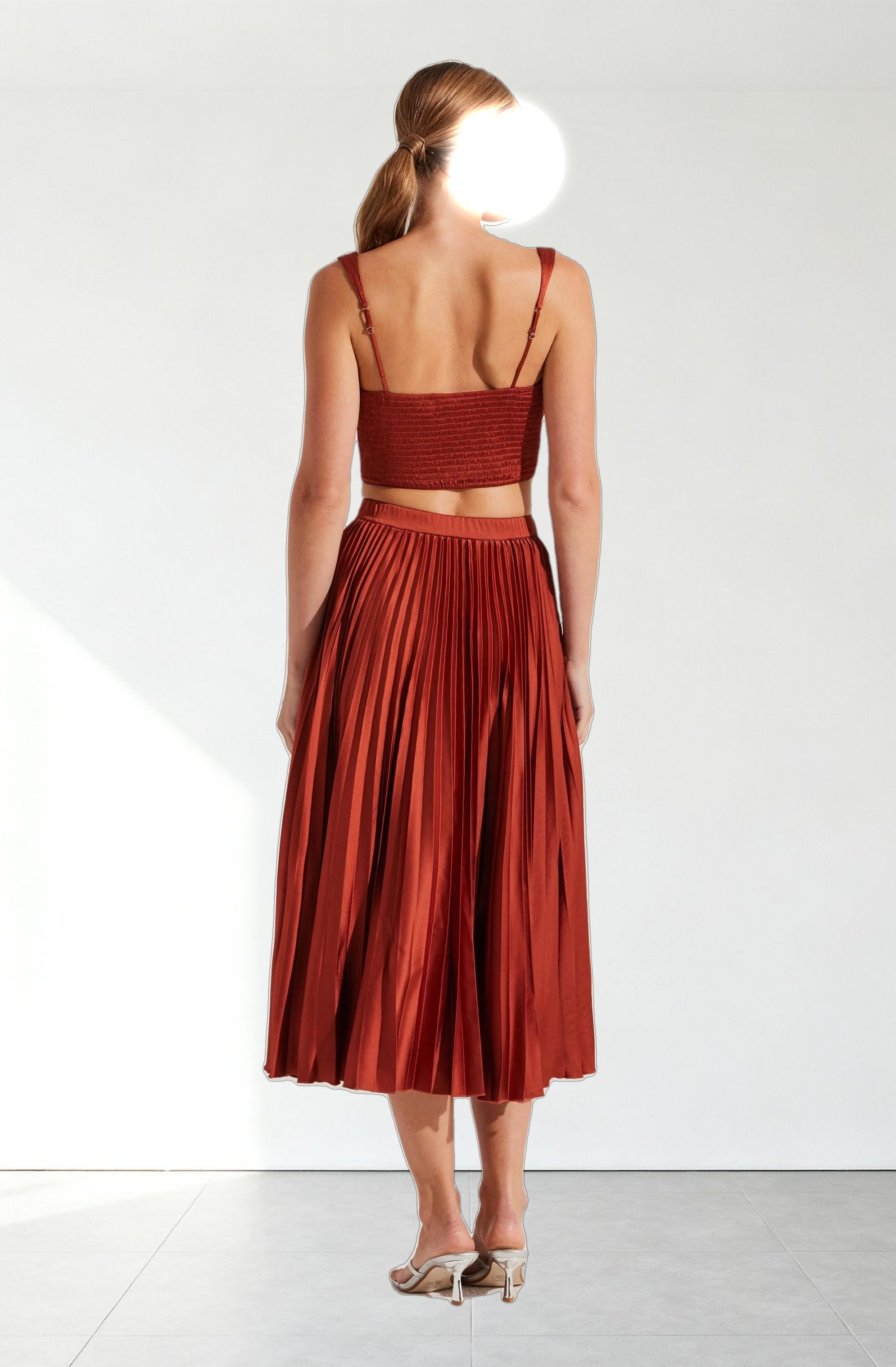 Satin Pleated Crop Top