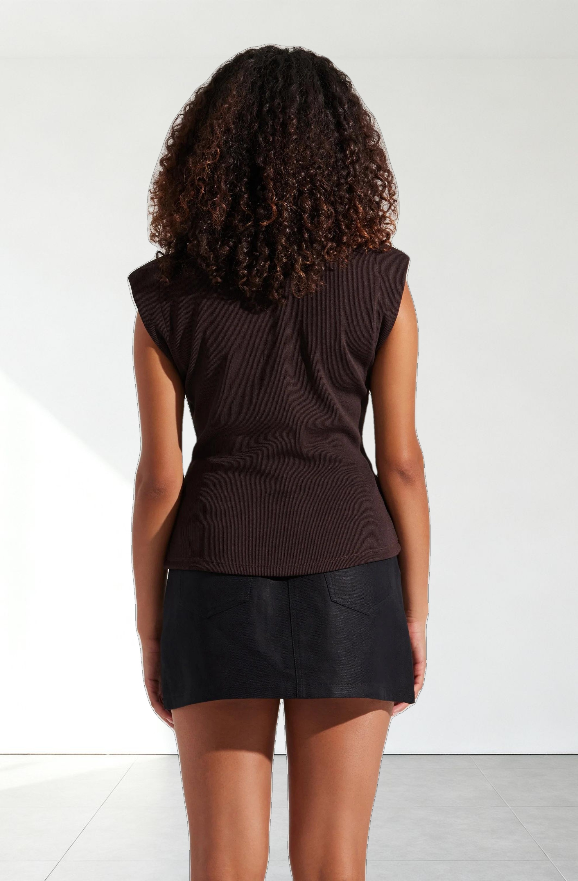 Cinched Waist Ribbed Knit Top