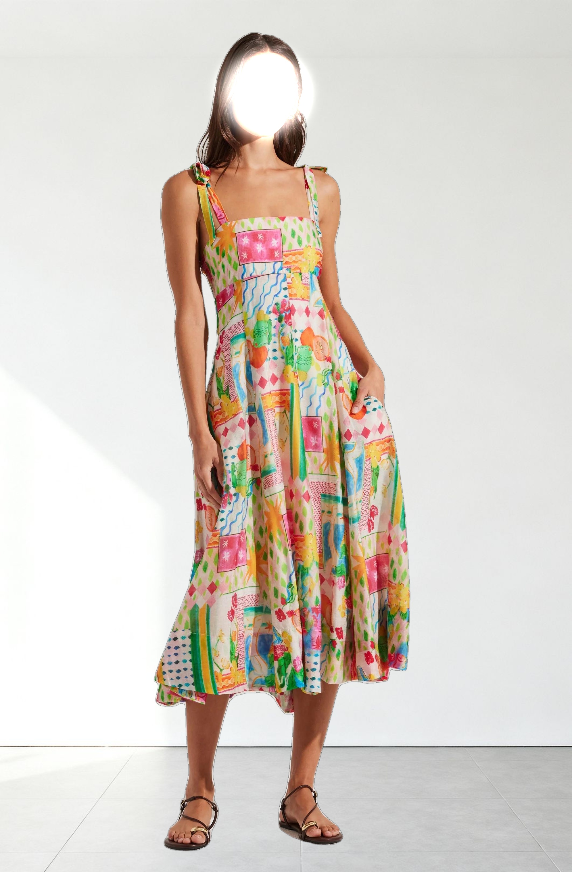 Shiann Patchwork Print Midi Dress