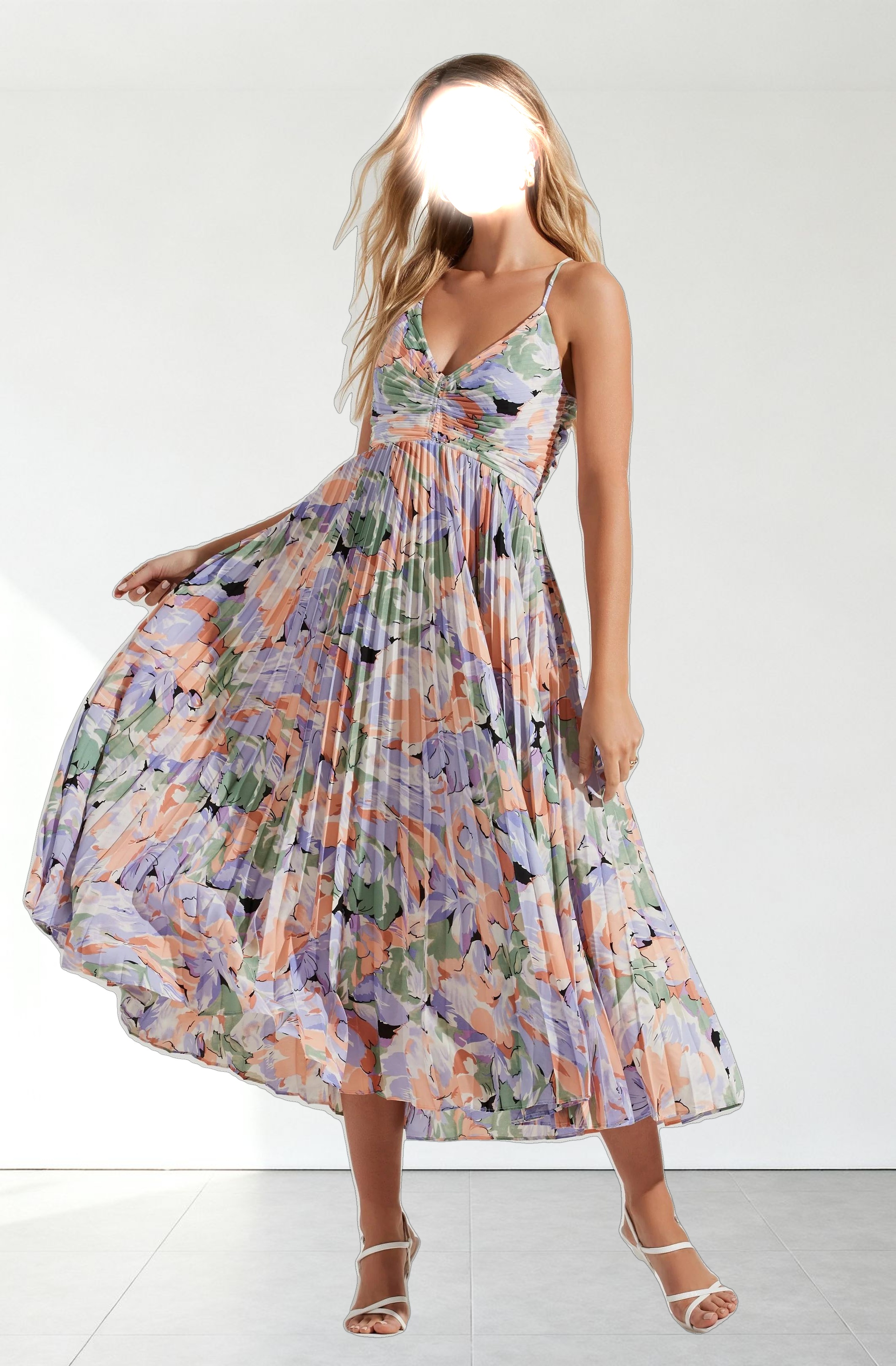 Blythe Floral Plisse Midi Dress