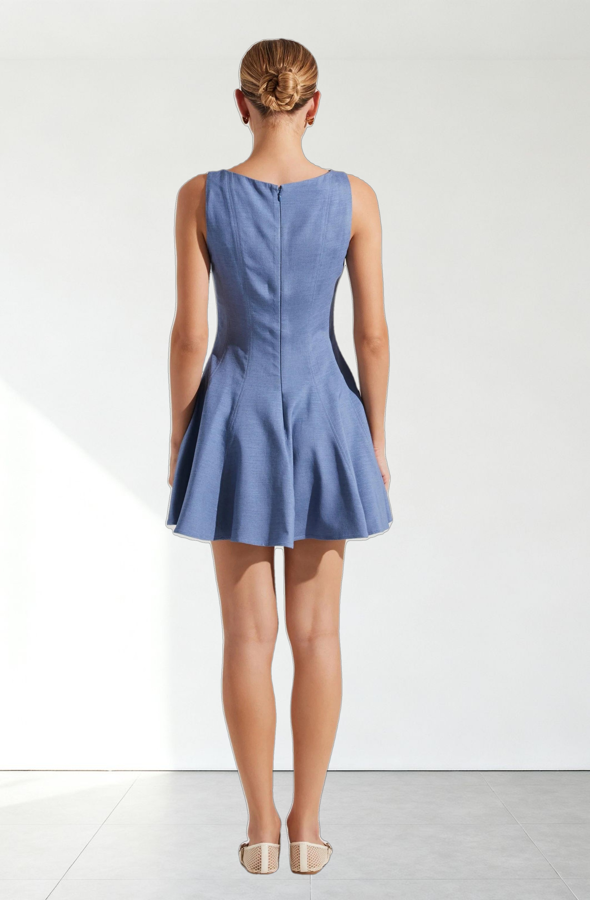 Xaria Linen-Blend Mini Dress