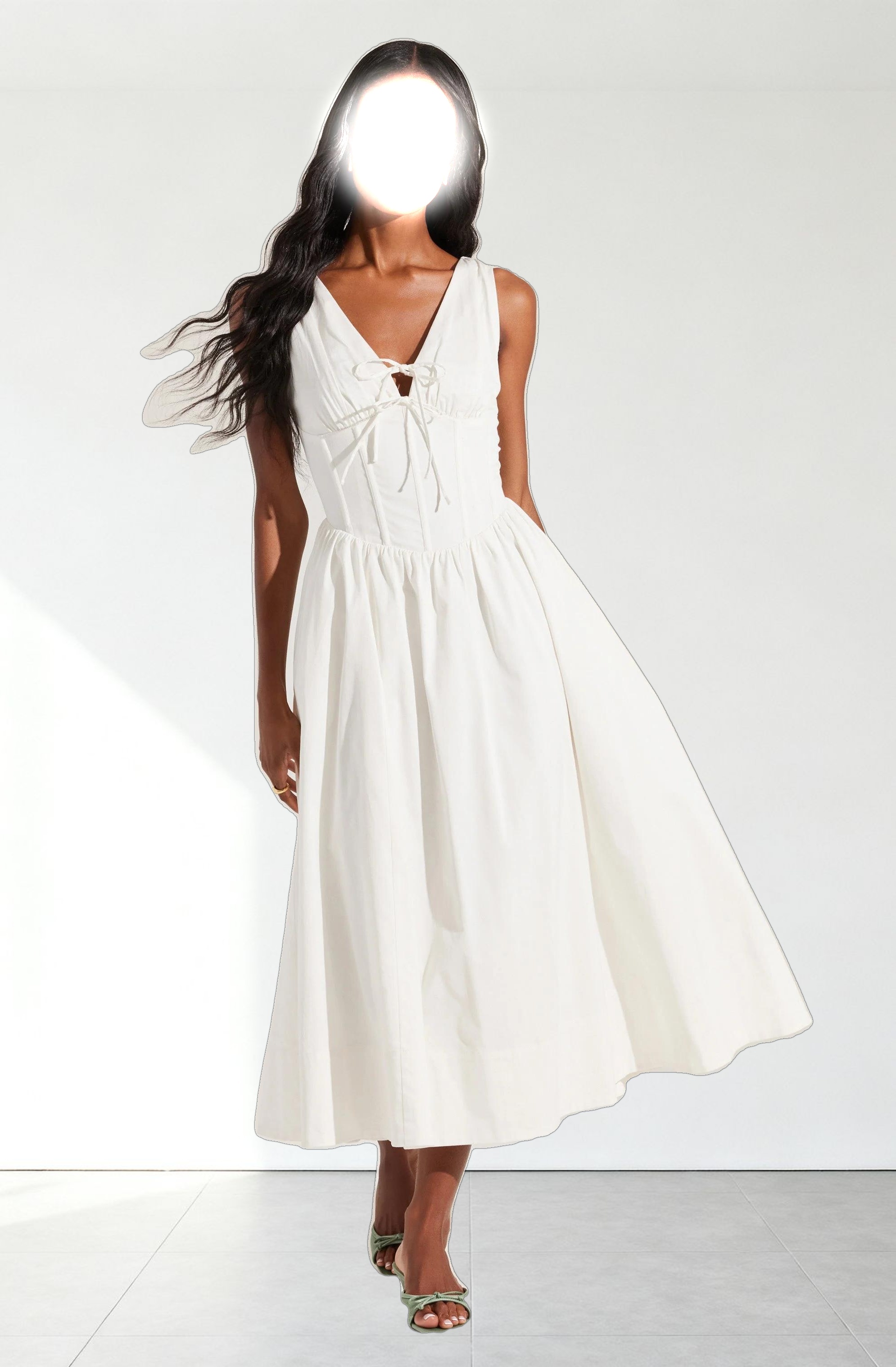 Maili Corset Poplin Midi Dress