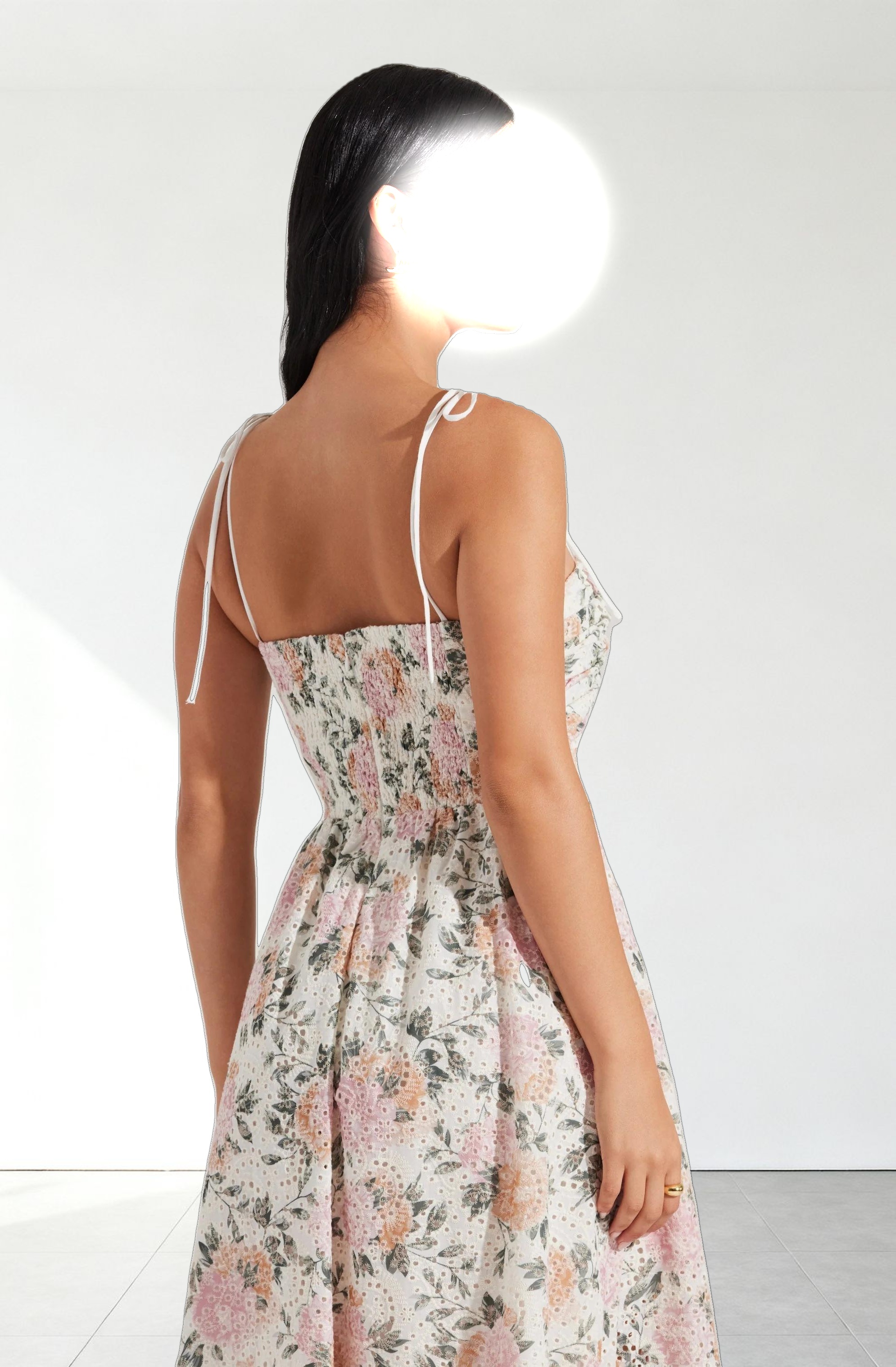 Sariah Pleated Eyelet Midi Dress