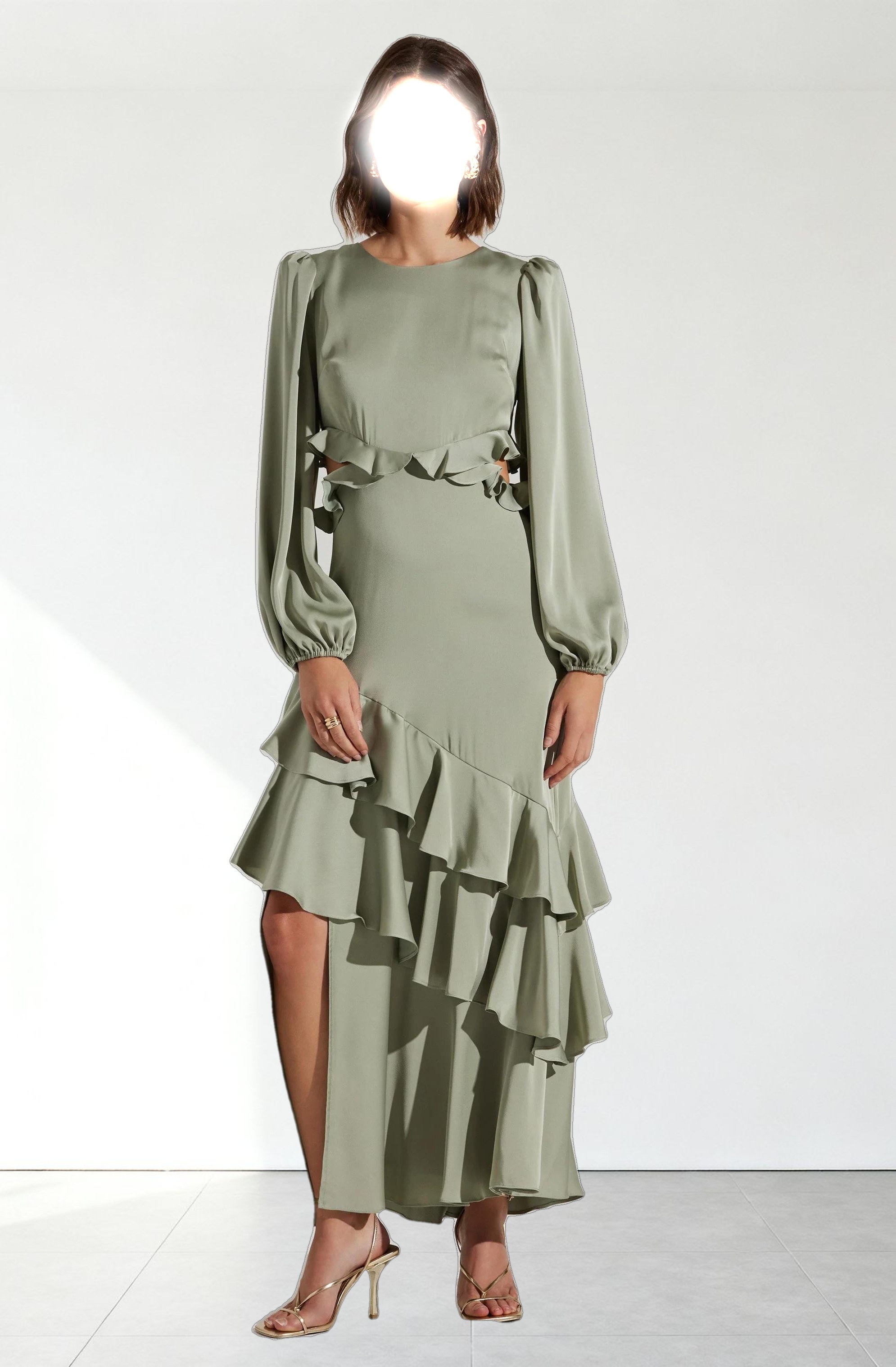 Biella Ruffle Detail Maxi Dress