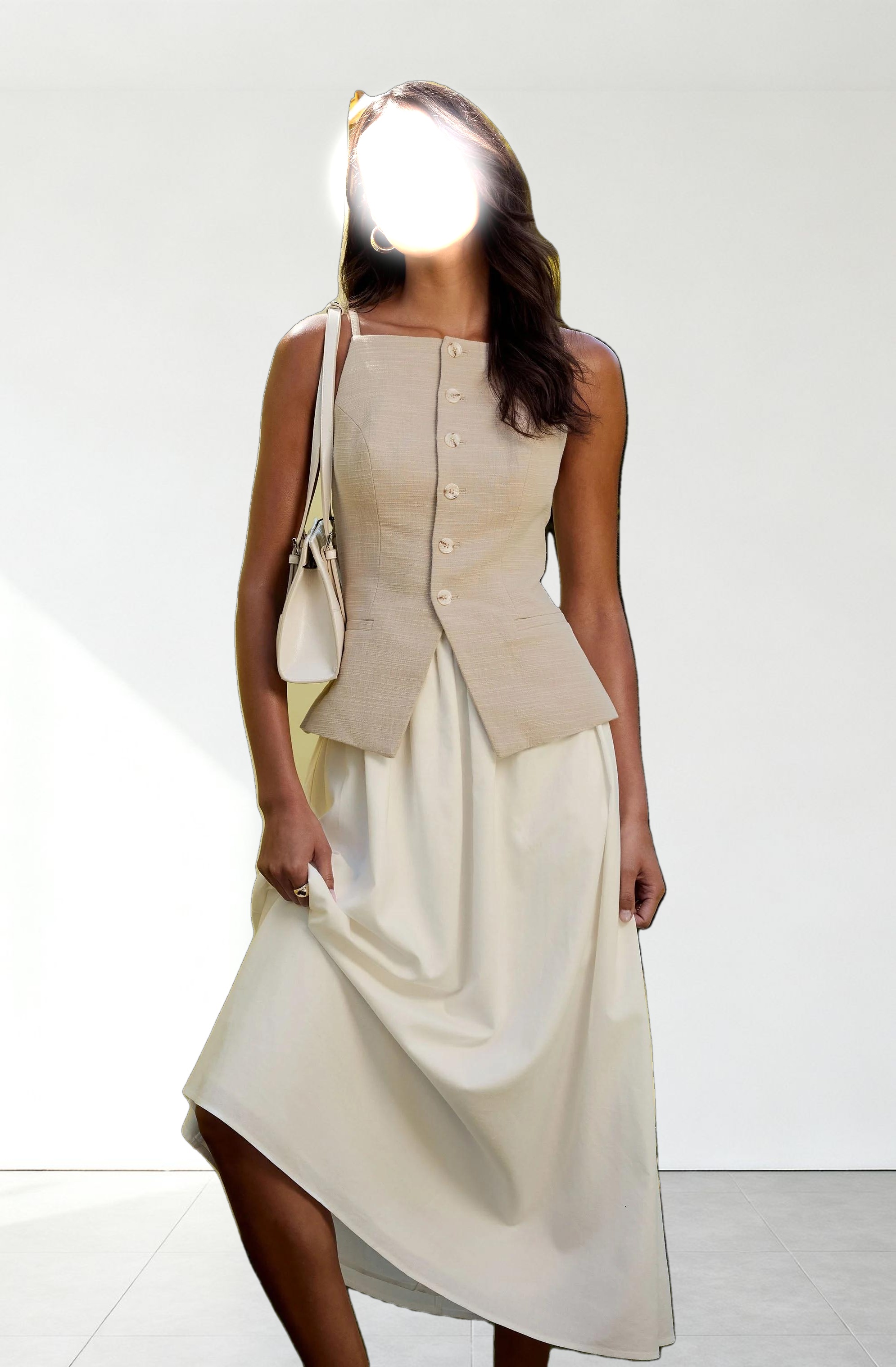 Longline Vest Mixed Media Dress