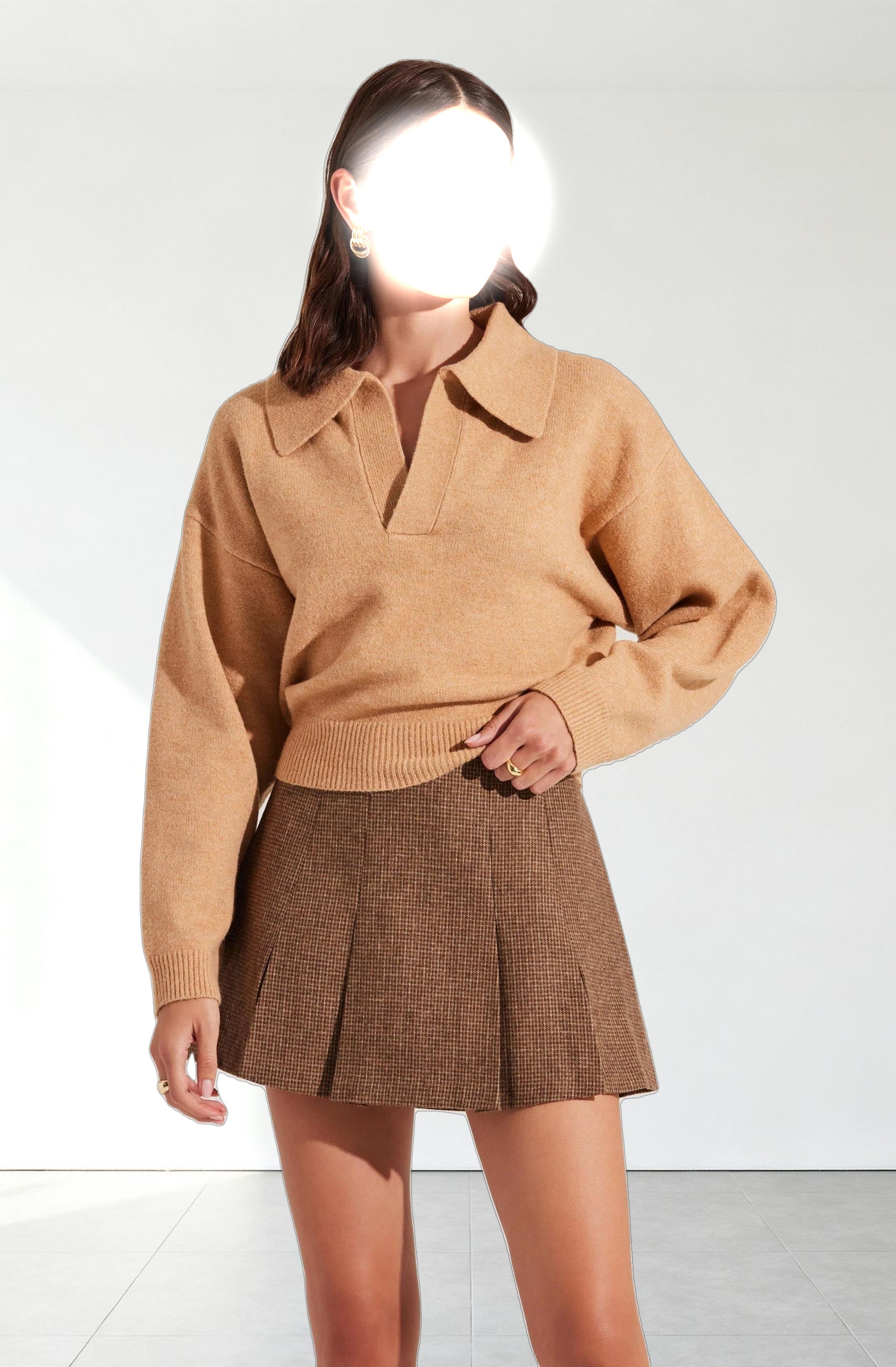 Pleated Wool Blend Skort