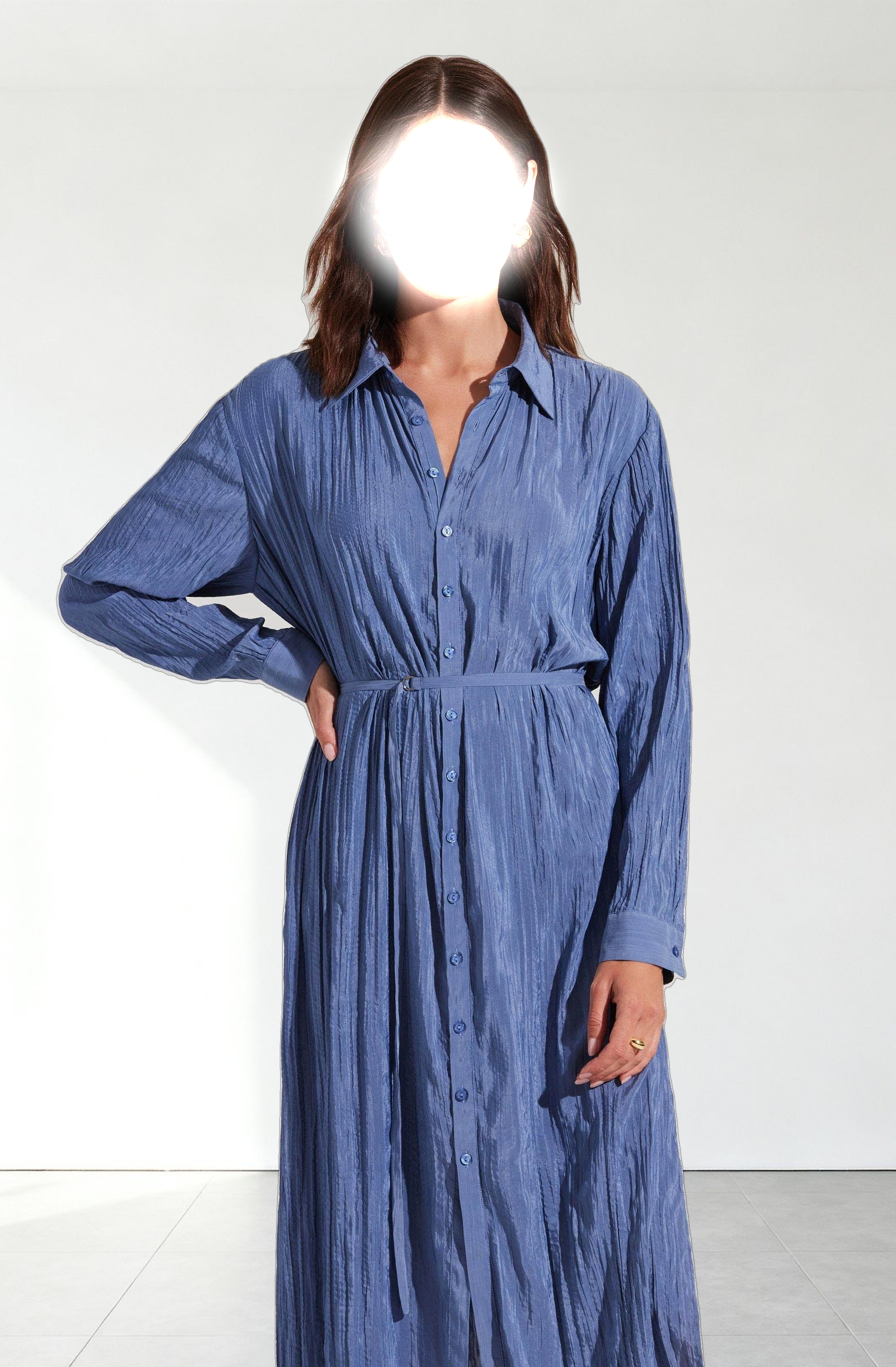 Belted Long Sleeve Shirt Dress