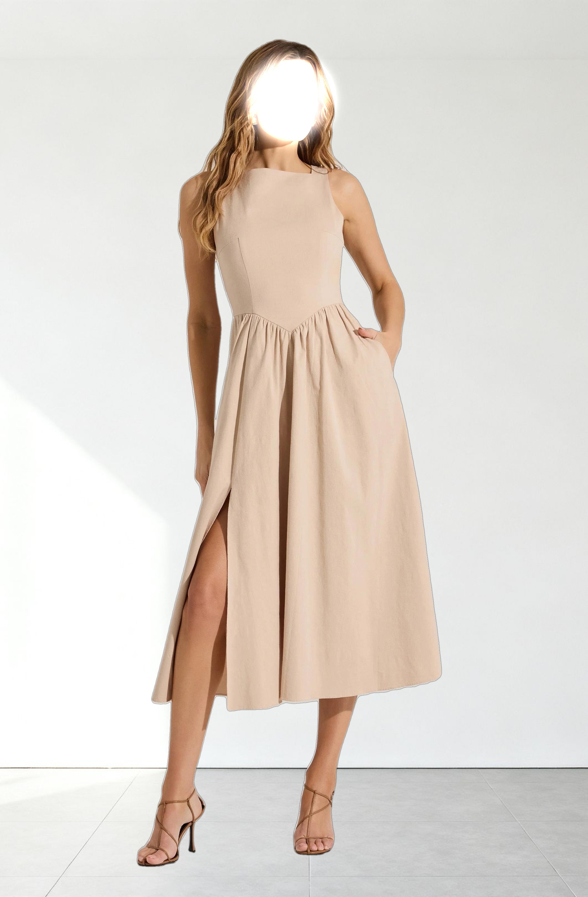 Bow Back Apron Midi Dress