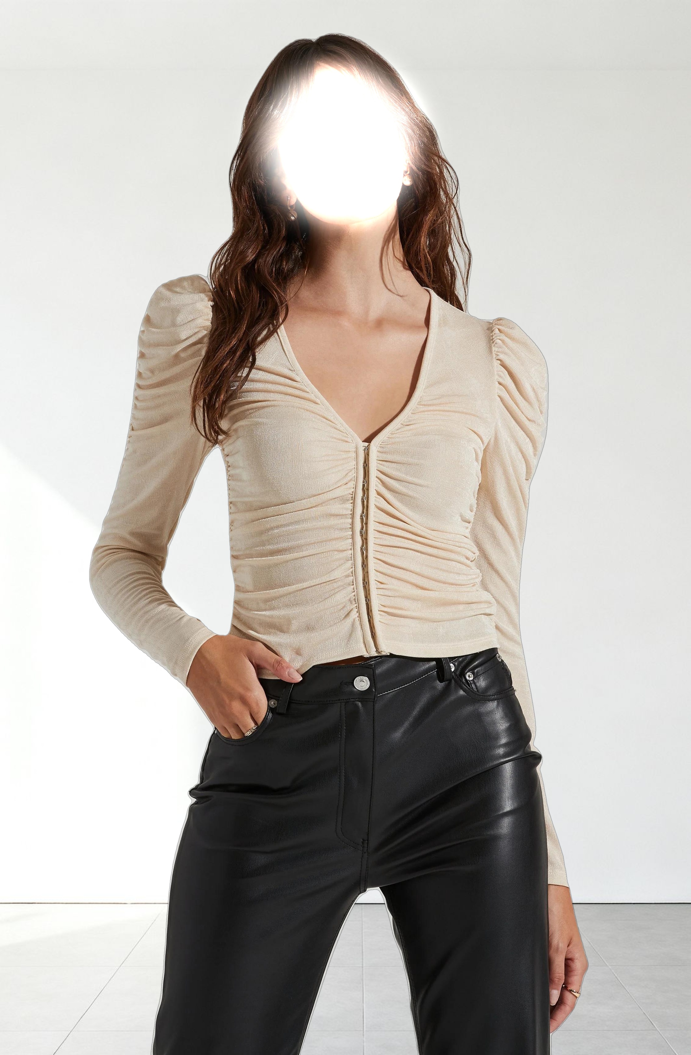 Ruched Front Long Sleeve Top